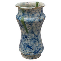 Vaso da farmacia spagnolo Talavera del XVII secolo in ceramica smaltata blu
