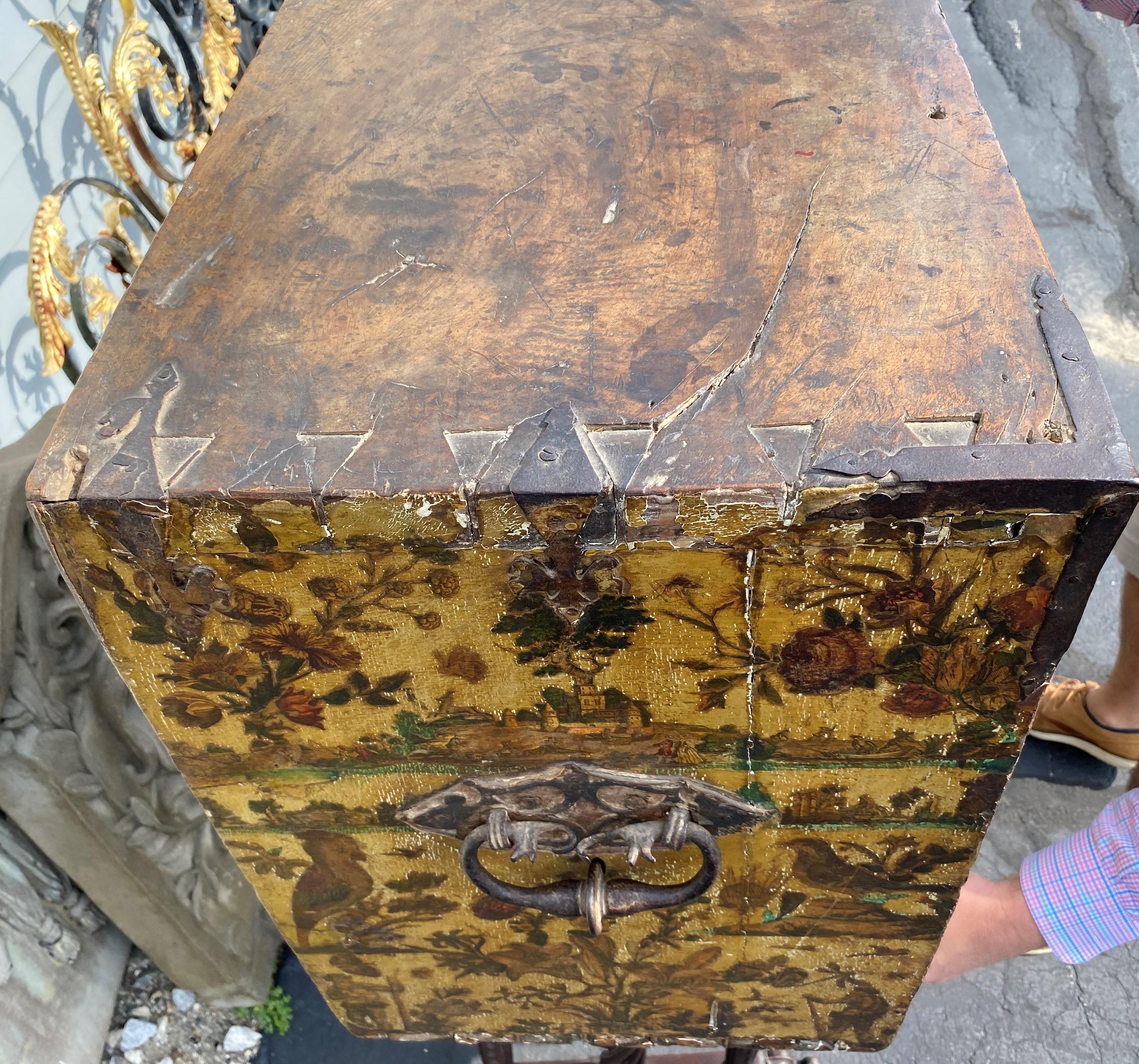 17th Century Spanish Vargueno with Decoupage Exterior on Baroque Style Base For Sale 7