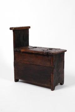 17th Century Spanish Wabi Sabi Rustic Box-Bench Chest