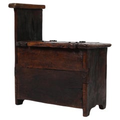 17th Century Spanish Wabi Sabi Rustic Box-Bench Chest