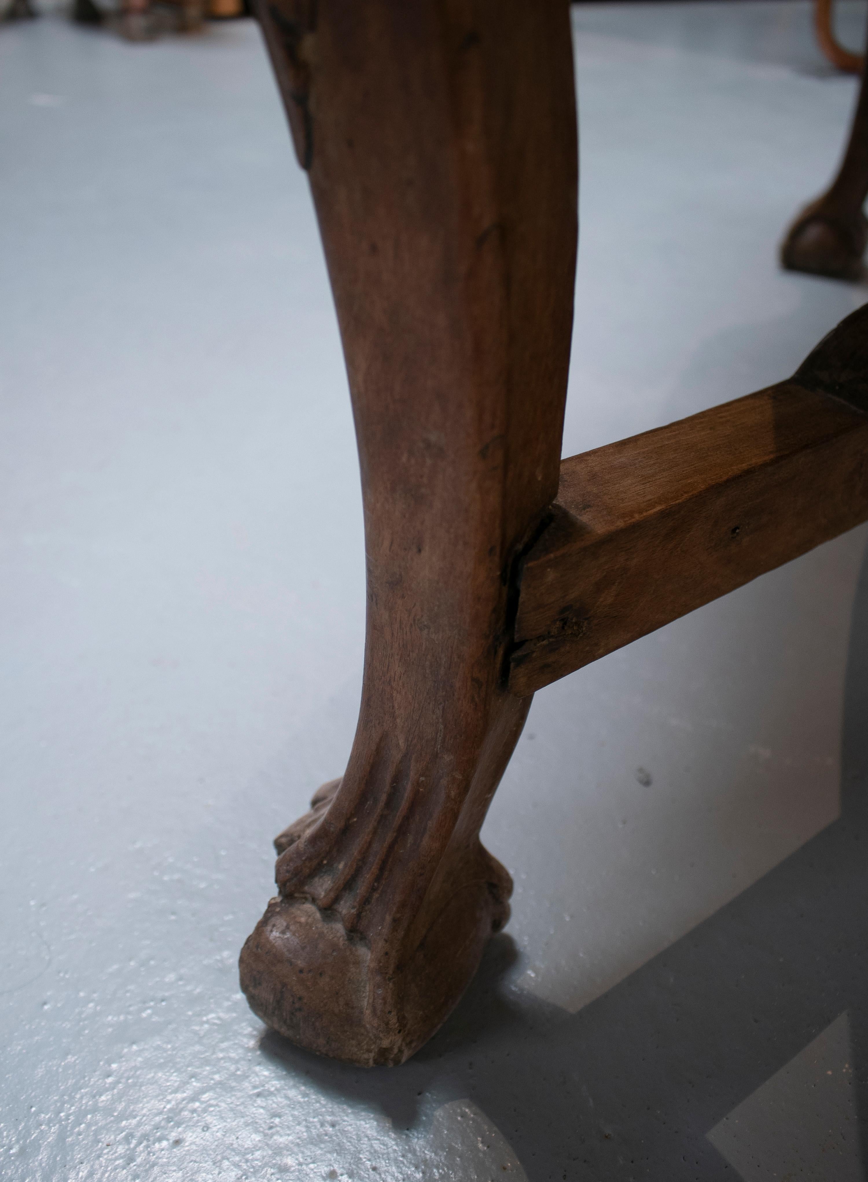 17th Century Spanish Walnut Winged Table w/ Claw Feet 10
