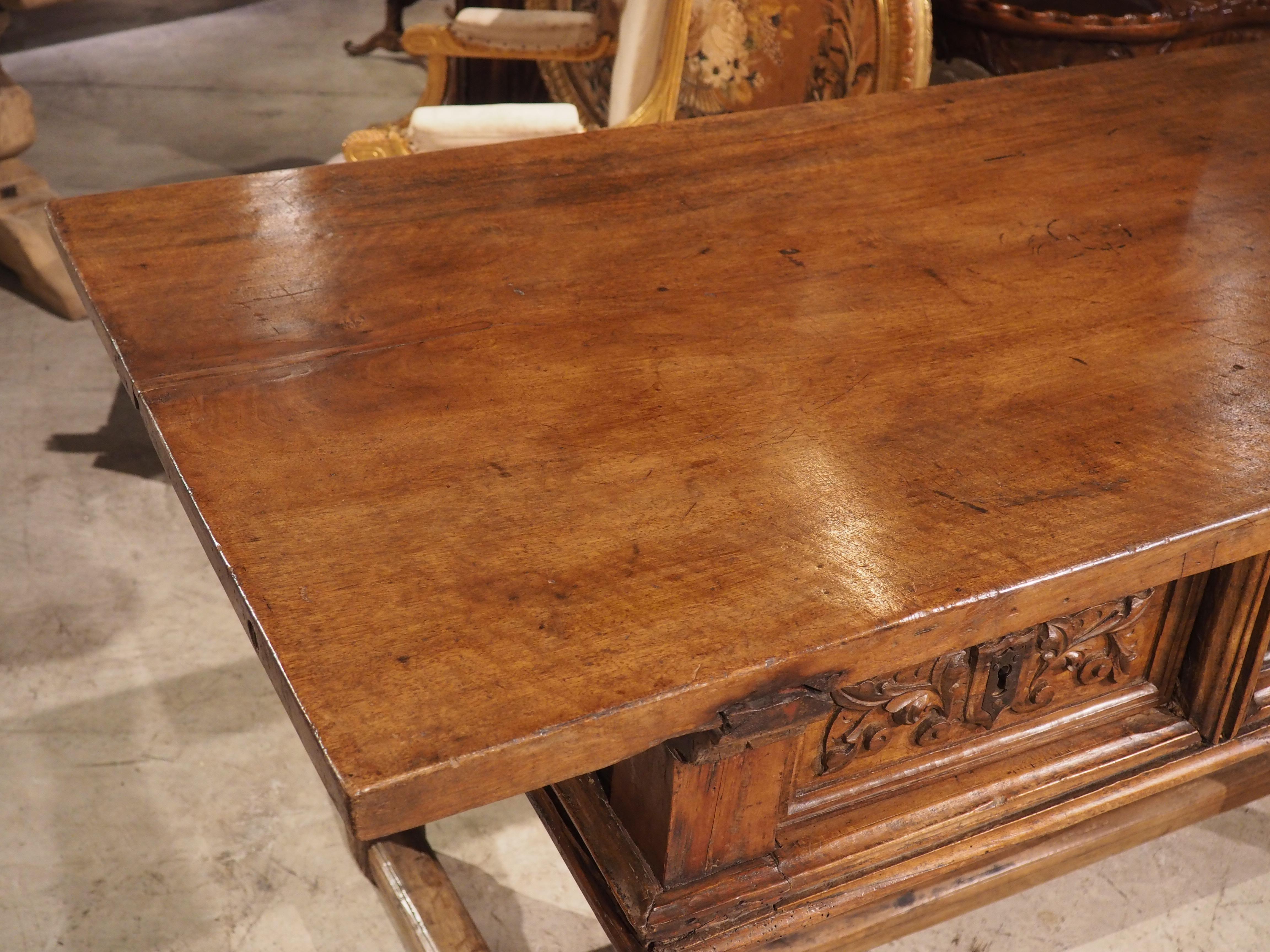 17th Century Spanish Walnut Wood Table with Single Plank Top For Sale 10