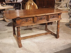 17th Century Spanish Walnut Wood Table with Single Plank Top