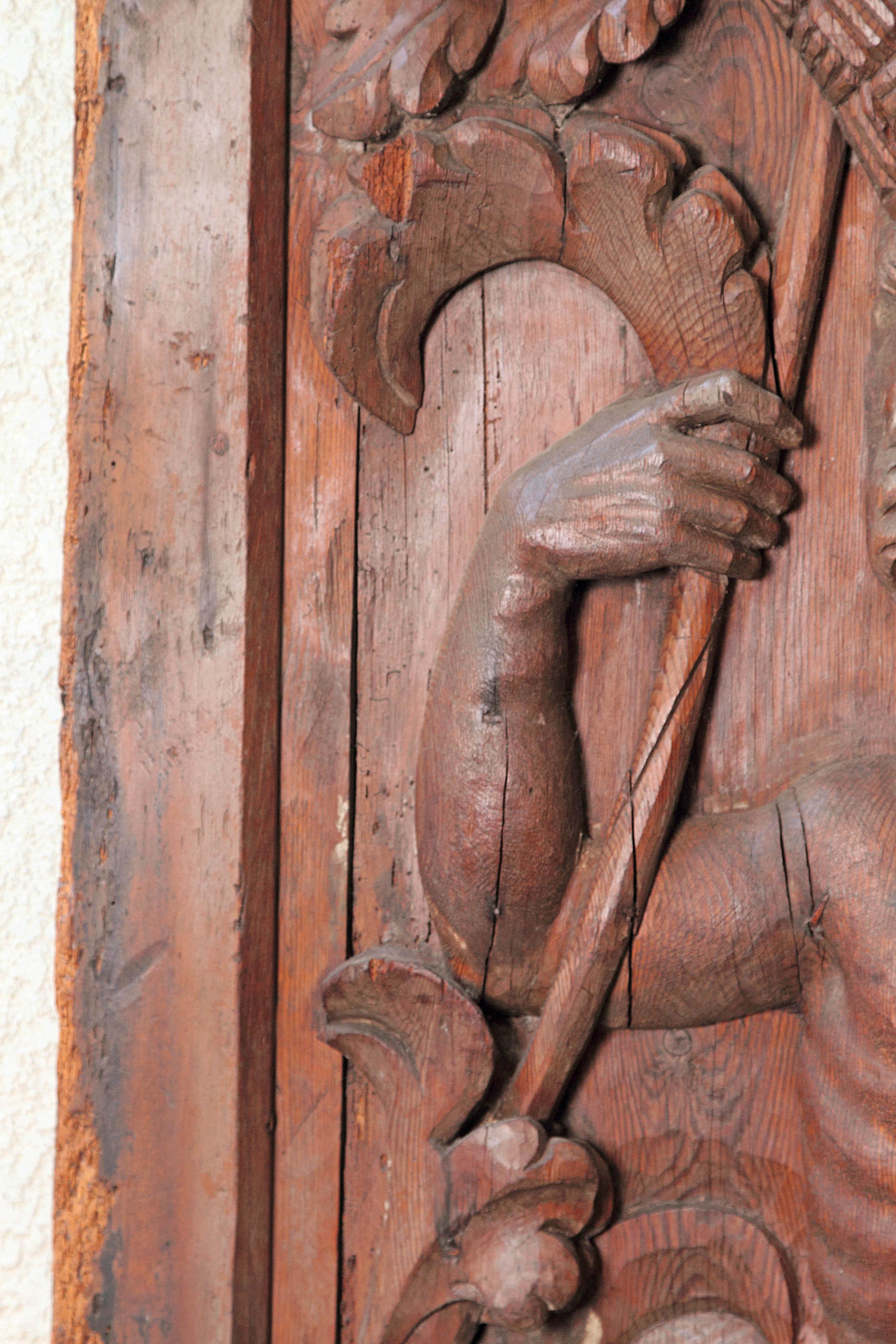 Hand-Carved 17th Century Spanish Wooden Door
