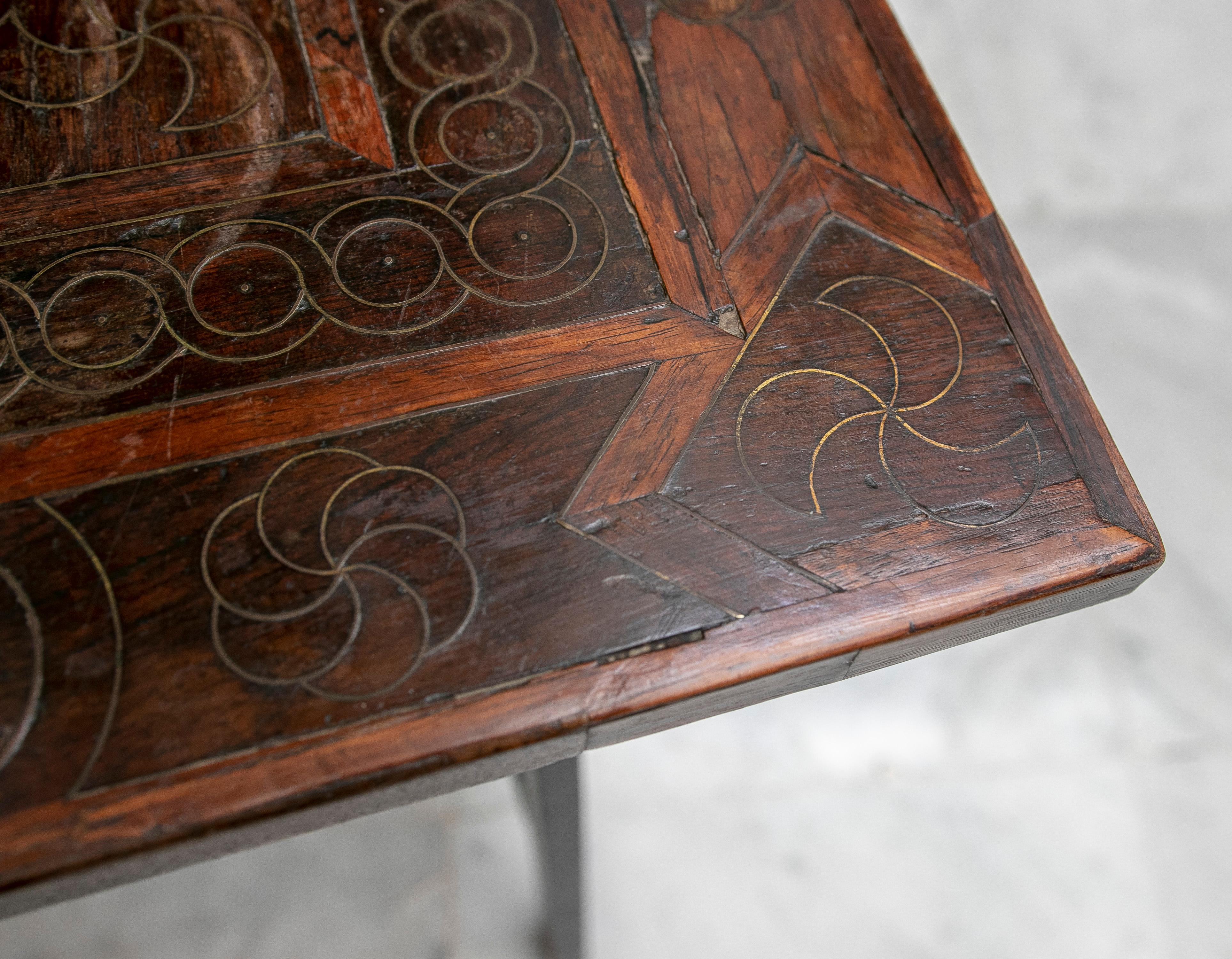 17th Century Spanish Wooden Table with Inlays 11