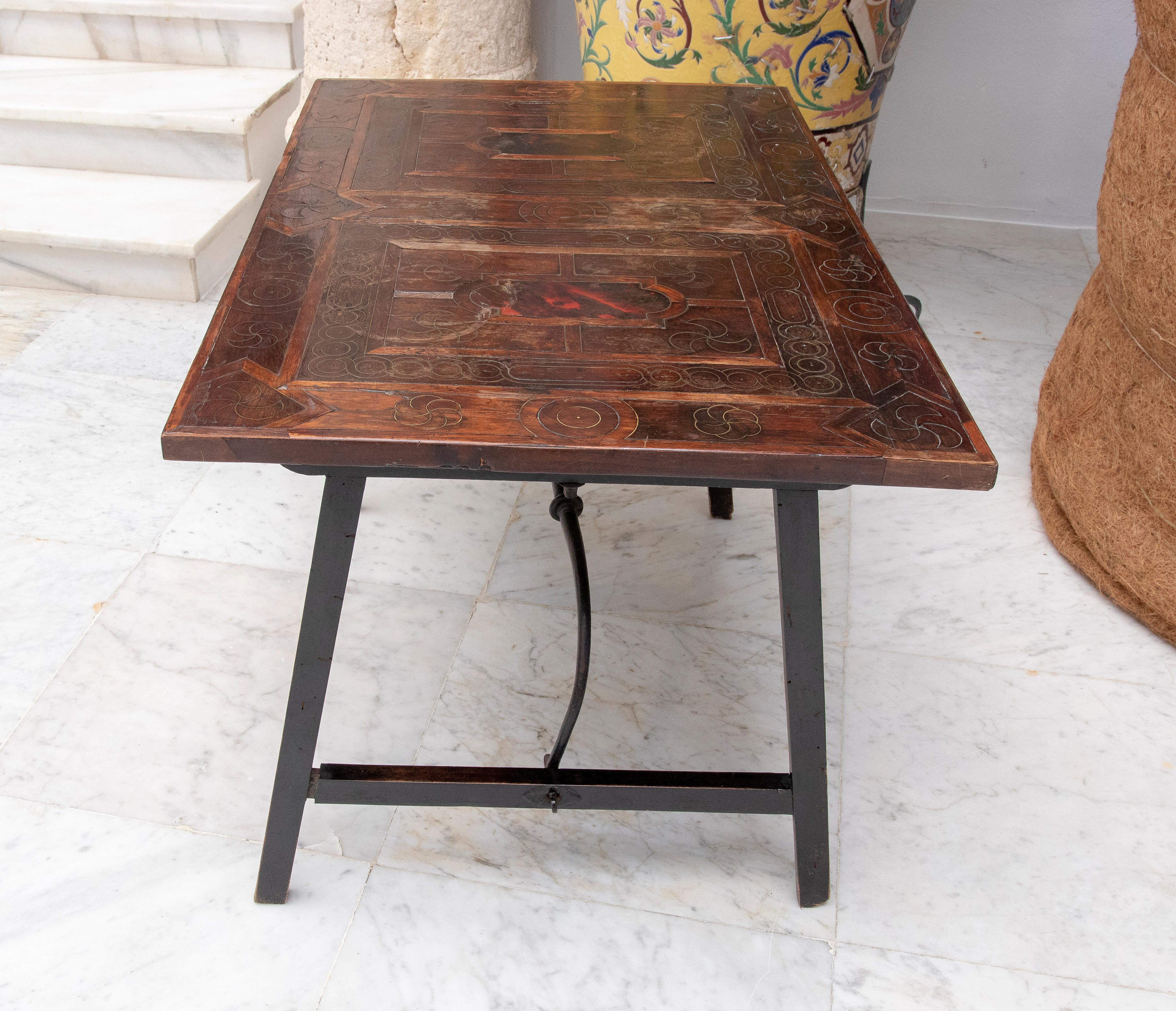 18th Century and Earlier 17th Century Spanish Wooden Table with Inlays