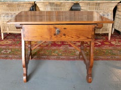 17th Century Spanish Writing Desk with Drawer and Original Iron Lock