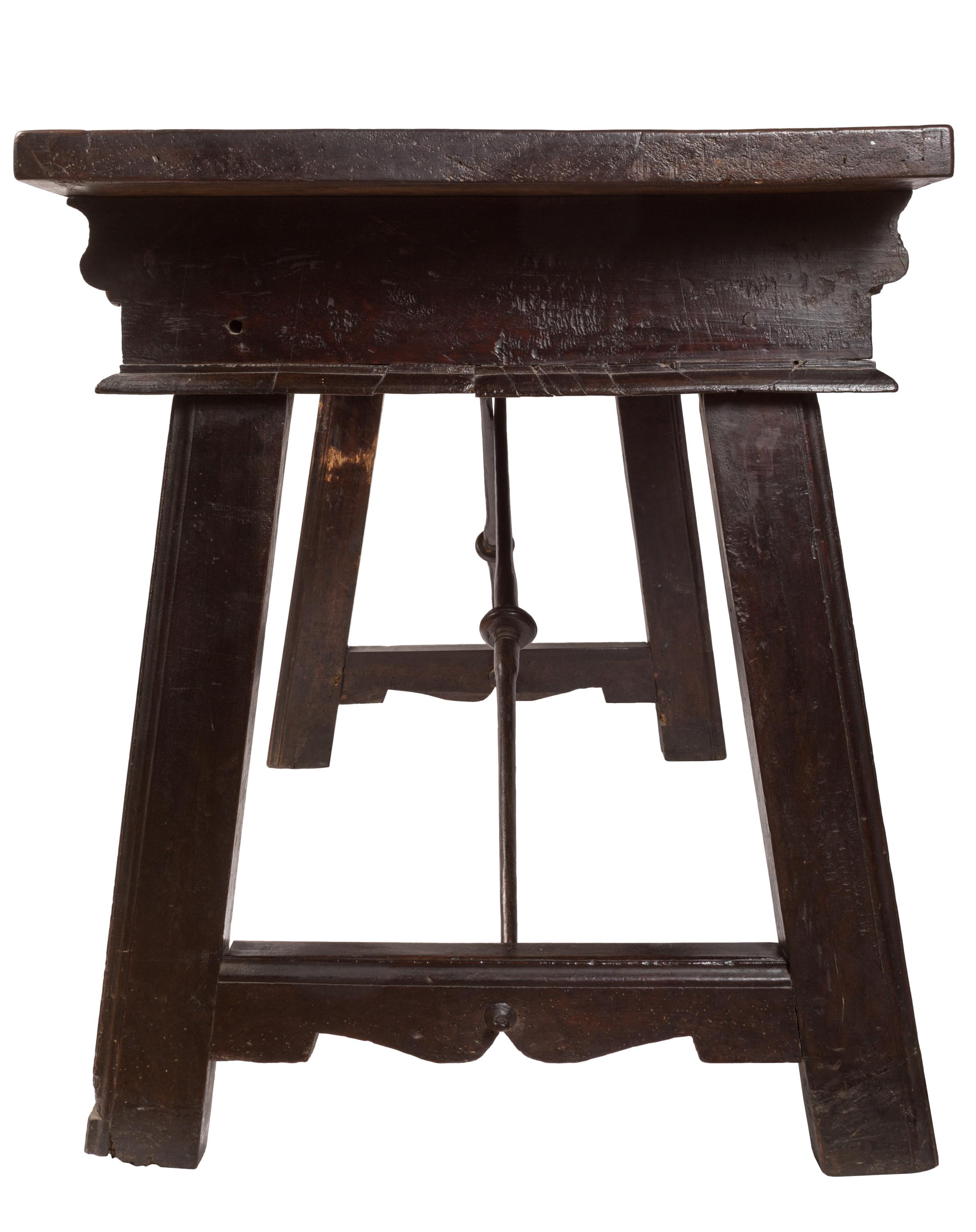 17th Century Spanish Writing Table with Drawers and Hand Carved Details 2