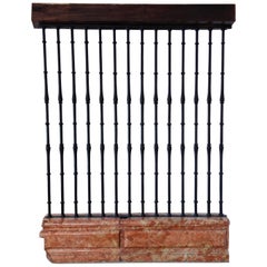17th Century Spanish Wrought Iron Grille on Rosa Marble Base