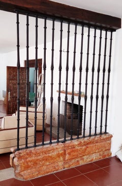 17th Century Spanish Wrought Iron Grille on Rosa Marble Base
