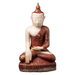 Statua antica speciale di Buddha birmano in alabastro del XVII secolo, proveniente dalla Birmania