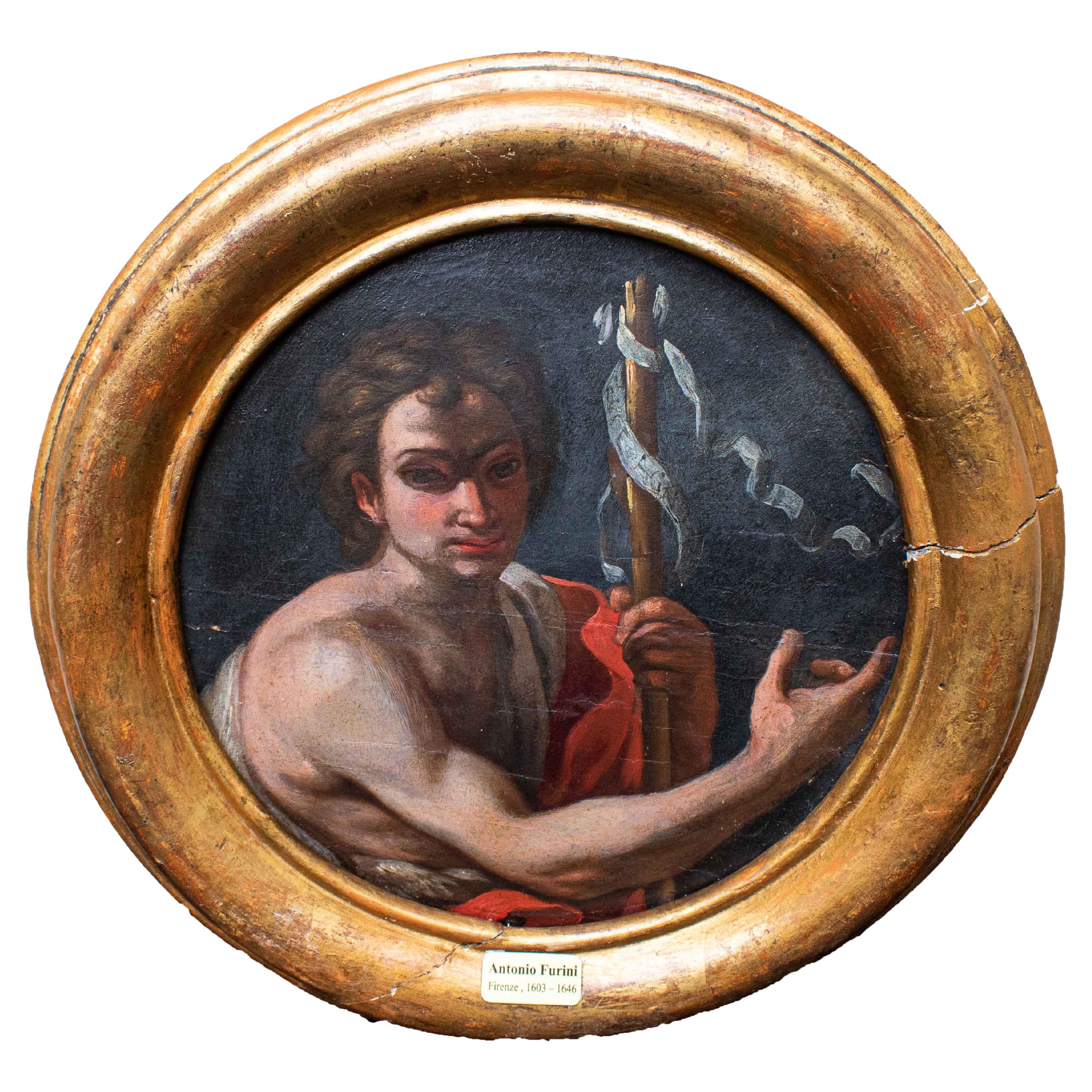 XVIIe siècle St. John Baptist Peinture de l'école Florentine Huile sur toile