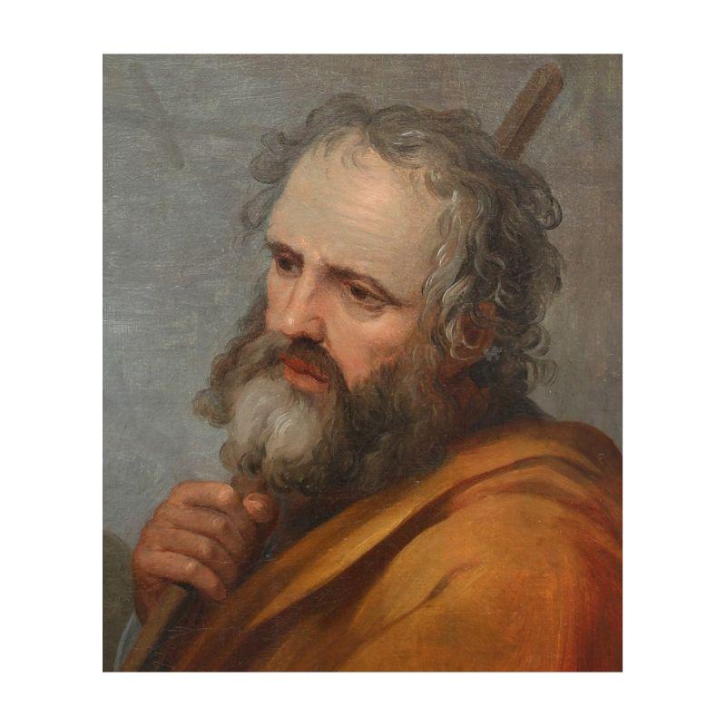 Italian 17th Century St. Joseph Painting Oil on Canvas by Circle of Cantarini For Sale