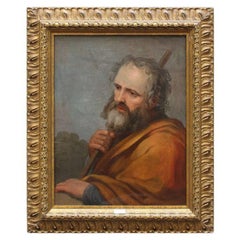 17th Century St. Joseph Painting Oil on Canvas by Circle of Cantarini