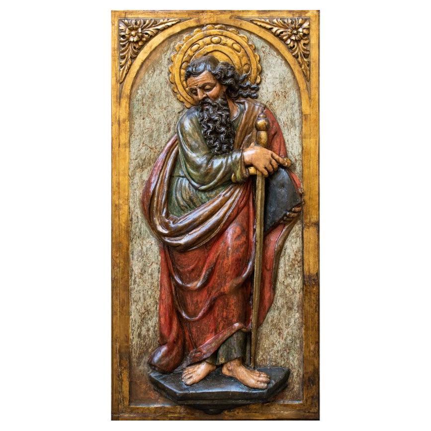 17th Century St. Paul Sculpture Polychrome and Gilded Wood For Sale