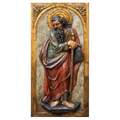 17th Century St. Paul Sculpture Polychrome and Gilded Wood