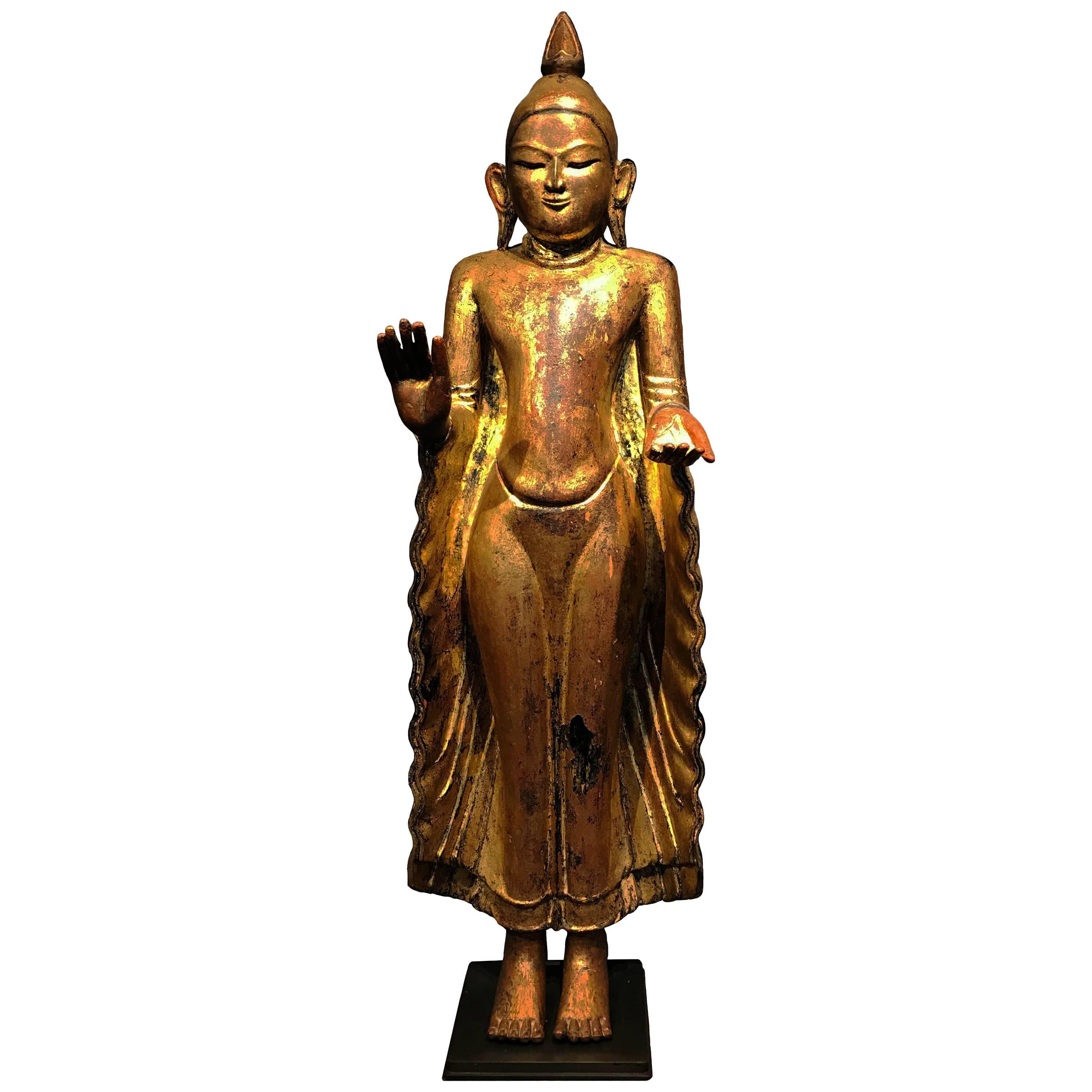 17th Century, Buddha in Abhaya and Varada Mudra, Ava Period, Burma For Sale