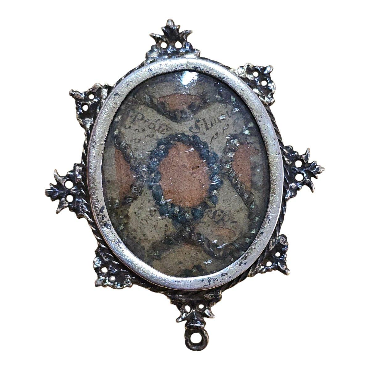 Reliquaire en argent sterling du 17ème siècle avec sceau à cire incrusté Bon état - En vente à Madrid, ES