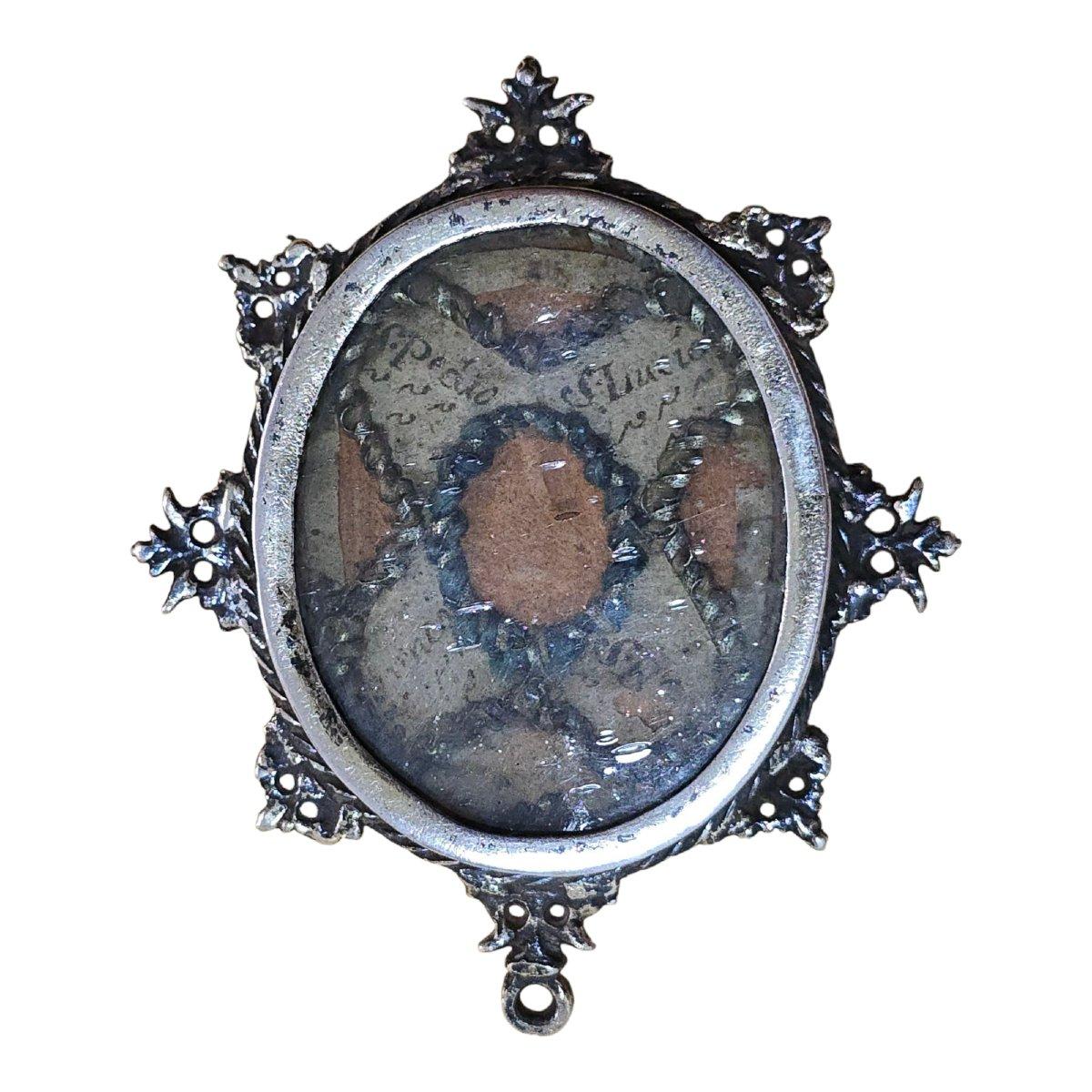 Reliquaire en argent sterling du 17ème siècle avec sceau à cire incrusté en vente 1