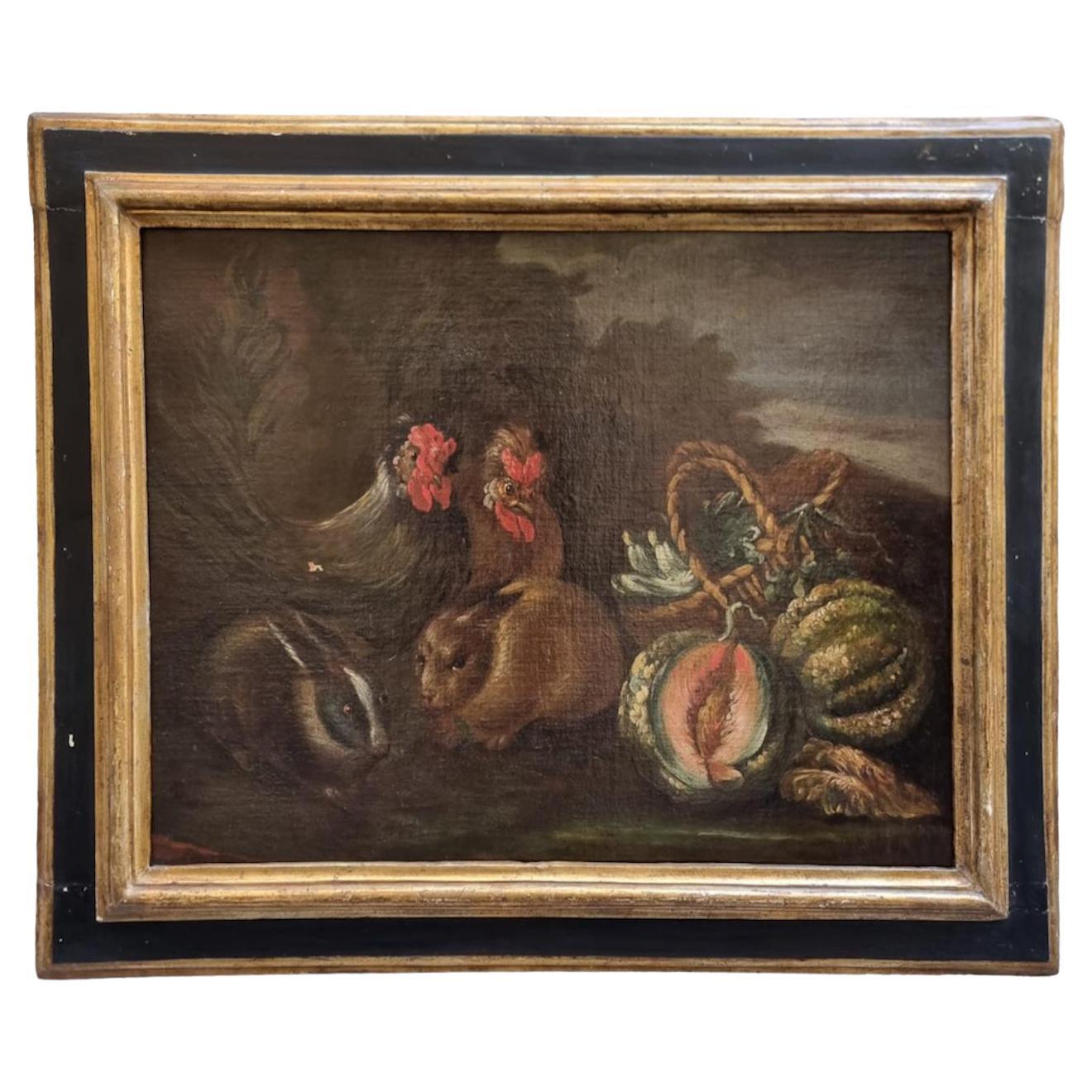 17th Century Still Life Oil Painting On Canvas For Sale
