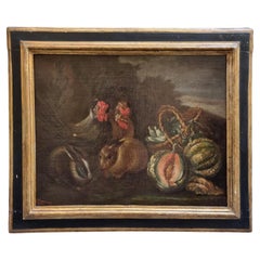 Antique 17th Century Still Life Oil Painting On Canvas