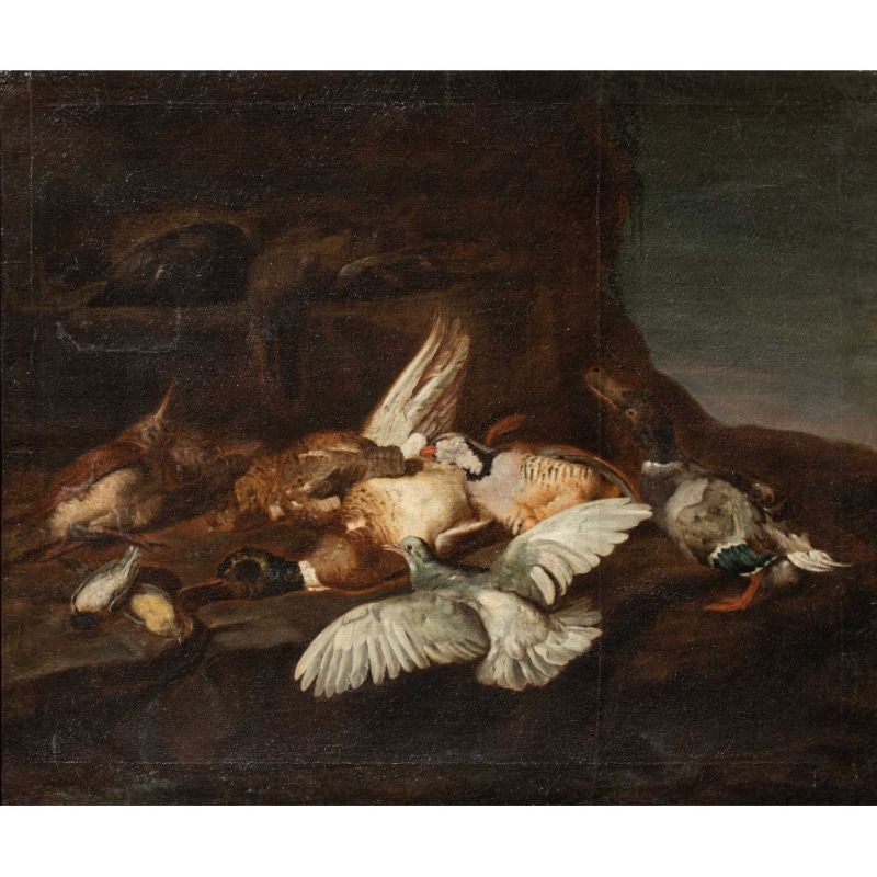 Attr. Jacobus ou Iacomo Victors (Amsterdam c. 1640 - 1705) Nature morte avec oiseaux

Huile sur toile, 112 x 133 cm

La nature morte examinée ici est un exemple rare de la présence simultanée d'animaux vivants et morts dans une même composition.