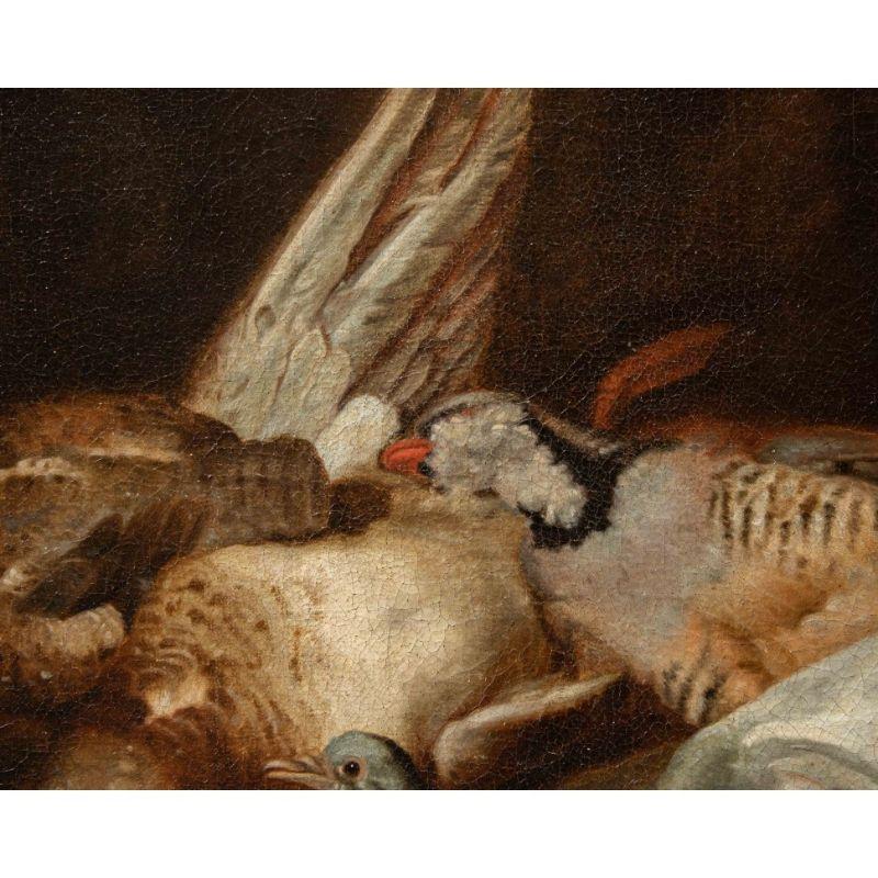 Toile Nature morte du 17ème siècle avec oiseaux Peinture à l'huile sur toile de Victors en vente