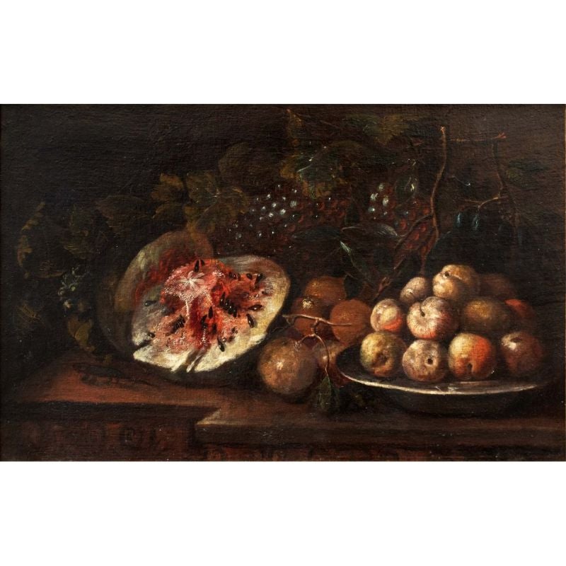 Paolo Paoletti (Padoue, 1671 - Udine, 1735) Nature morte avec fruits sur une étagère

Huile sur toile, 53,5 x 81 cm

Avis d'expert Dr. Gianluca Bocchi

La nature morte en question est à mettre au compte de la main de Paolo Paoletti (1671 -