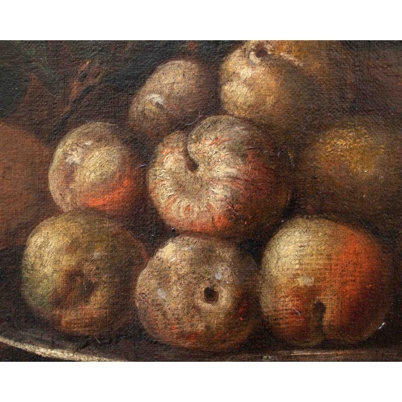Oiled 17th Century Still Life with Fruits Painting Oil on Canvas by Paoletti For Sale