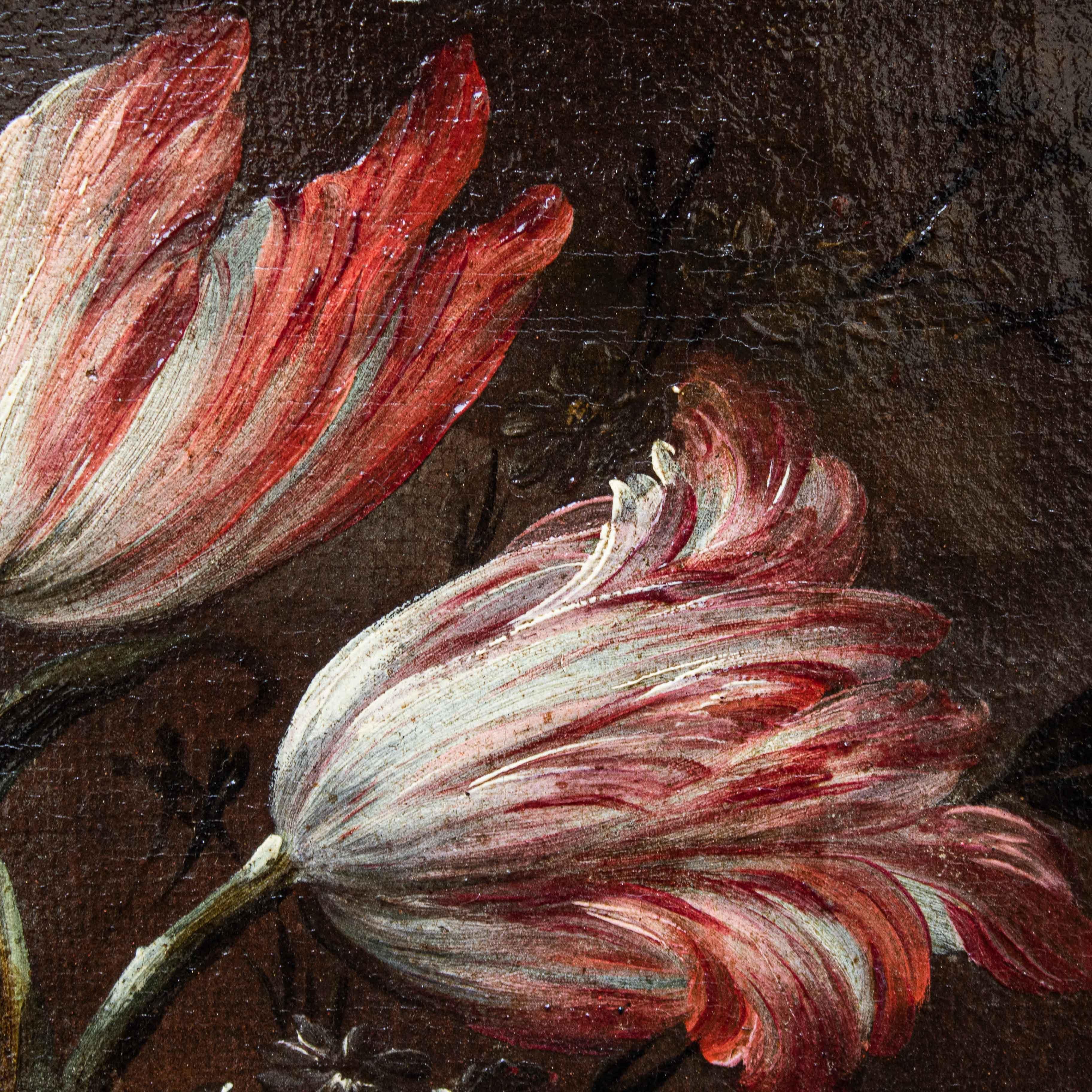 17th Century Still life with vase of flowers Painting Oil on canvas Neapolitan In Good Condition In Milan, IT