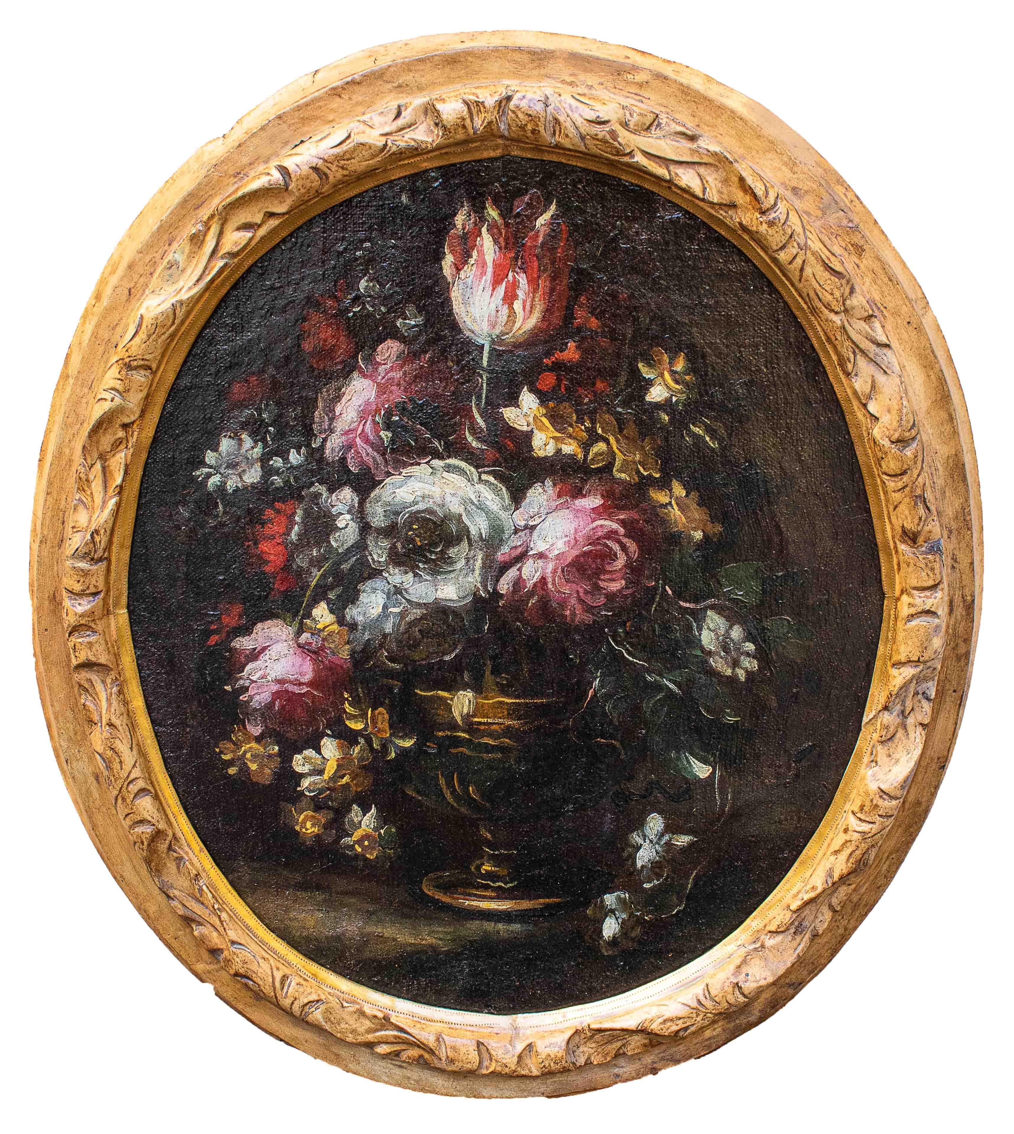 Italian 17th Century Still Lifes with Flowers Paintings Oil on Canvas