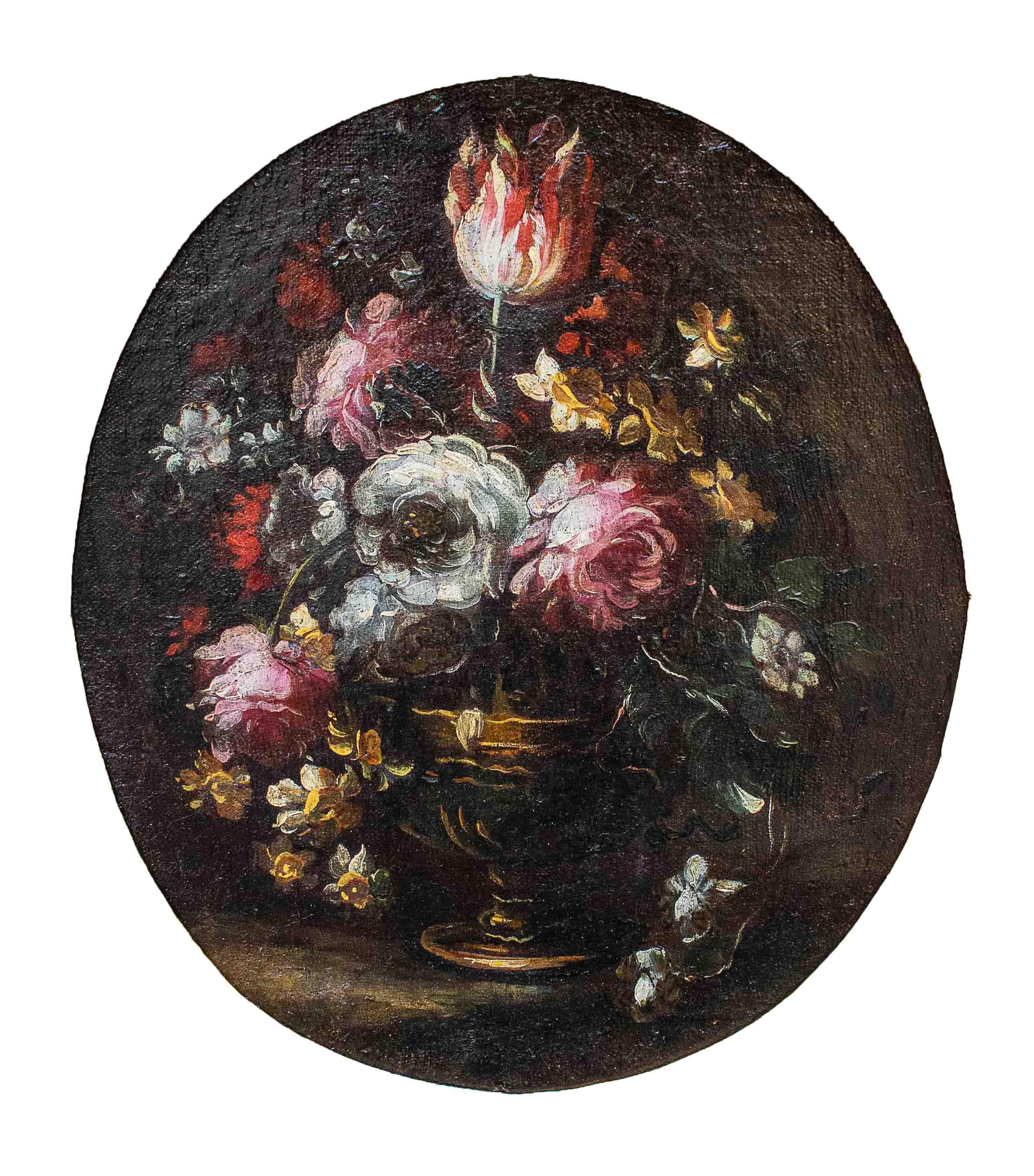 17th Century Still Lifes with Flowers Paintings Oil on Canvas In Good Condition In Milan, IT