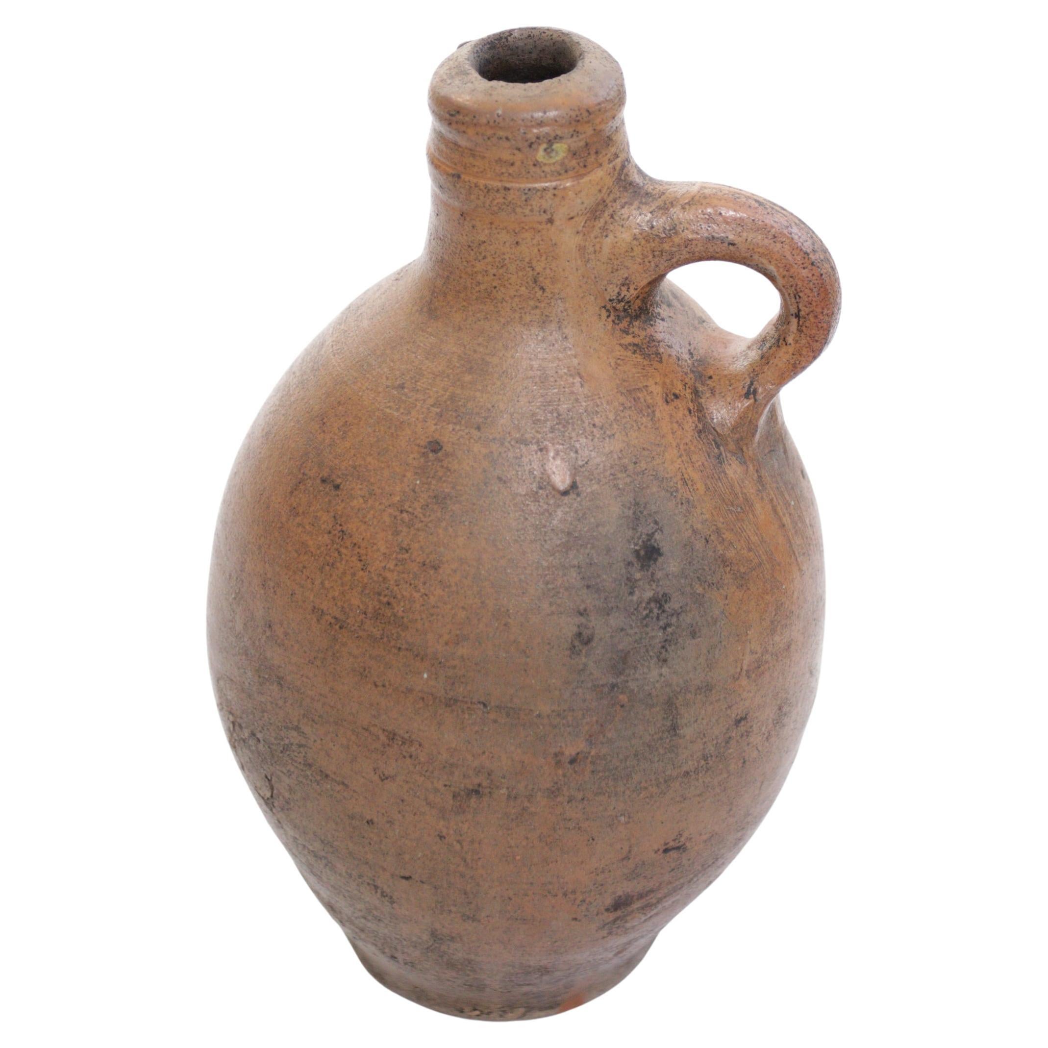 17th Century Stoneware Salt Glazed Jug Free Shipping ! en vente