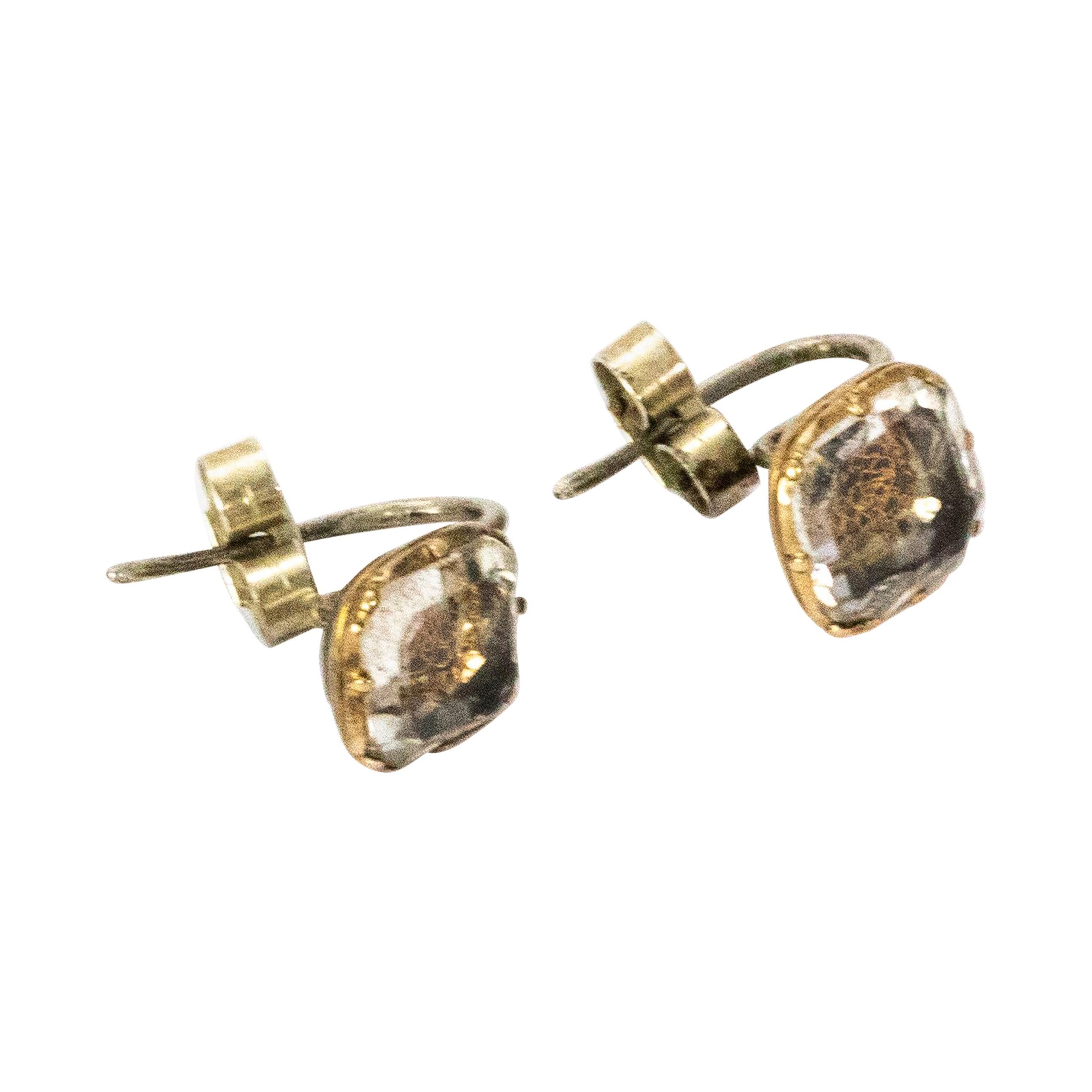 17th Century Stuart Crystal Silver Gold Earrings