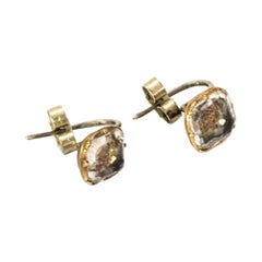 Antique 17th Century Stuart Crystal Silver Gold Earrings