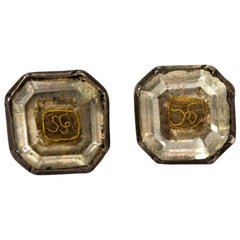 Antique 17th Century Stuart Crystal Silver Stud Earrings