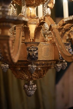 Lustre Dauphin 24 bras de style 17ème siècle en nickel et or