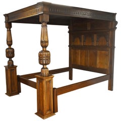 17th Century Style Carved Oak Four-Poster Bed