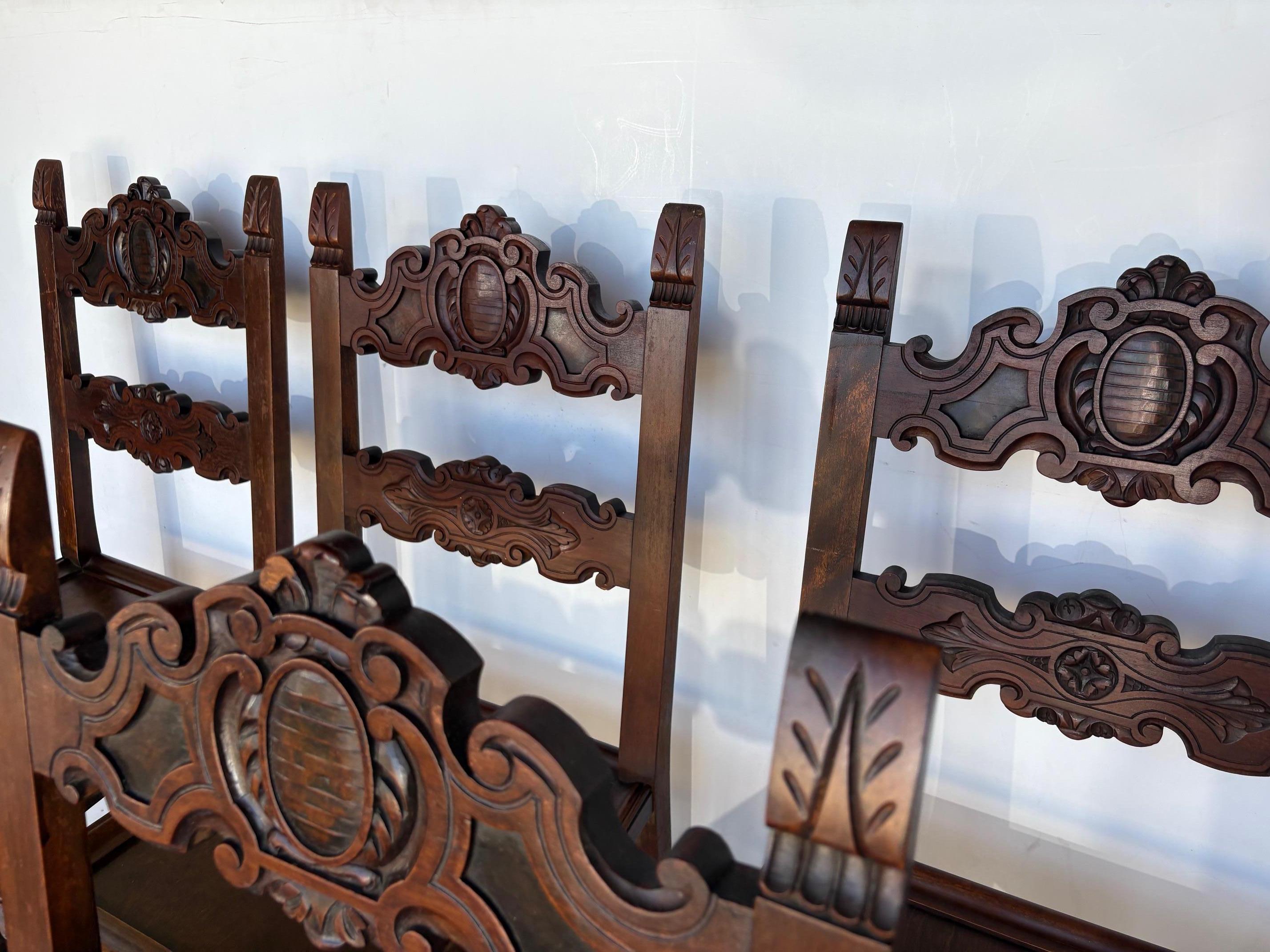 British Colonial 17th Century Style Dining Chairs - Set 6 For Sale
