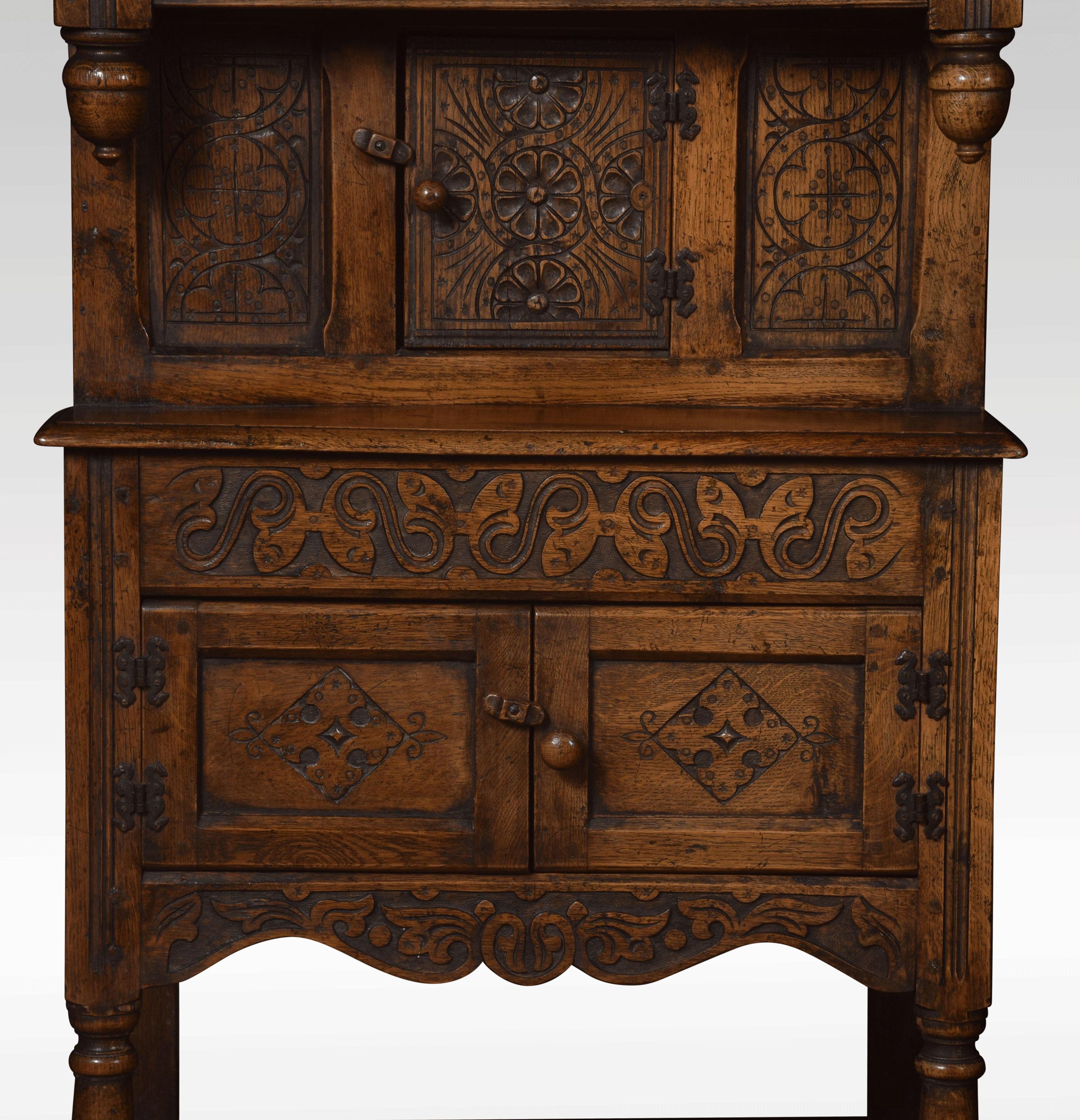 British 17th Century Style Dwarf Oak Court Cupboard