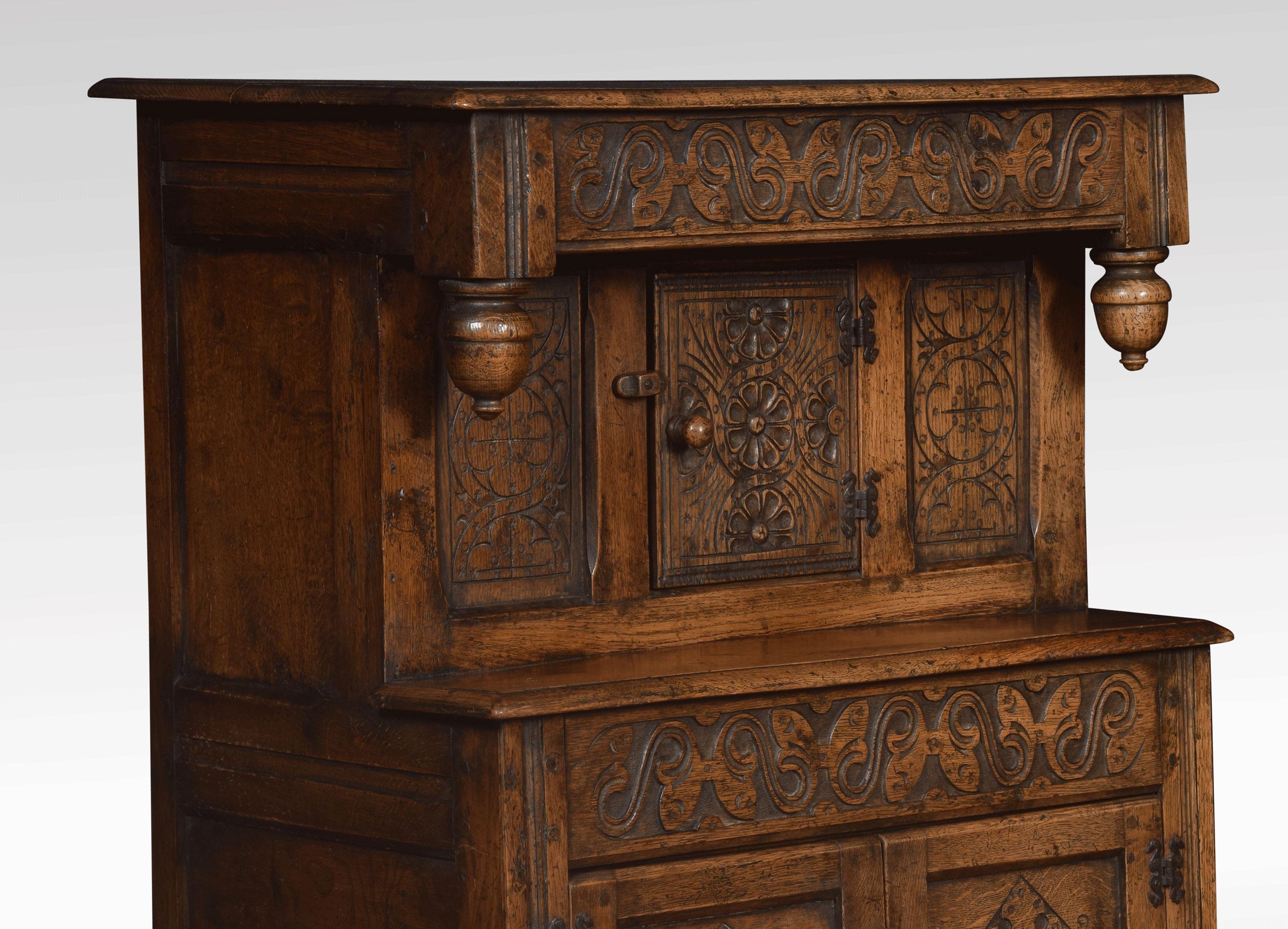 20th Century 17th Century Style Dwarf Oak Court Cupboard