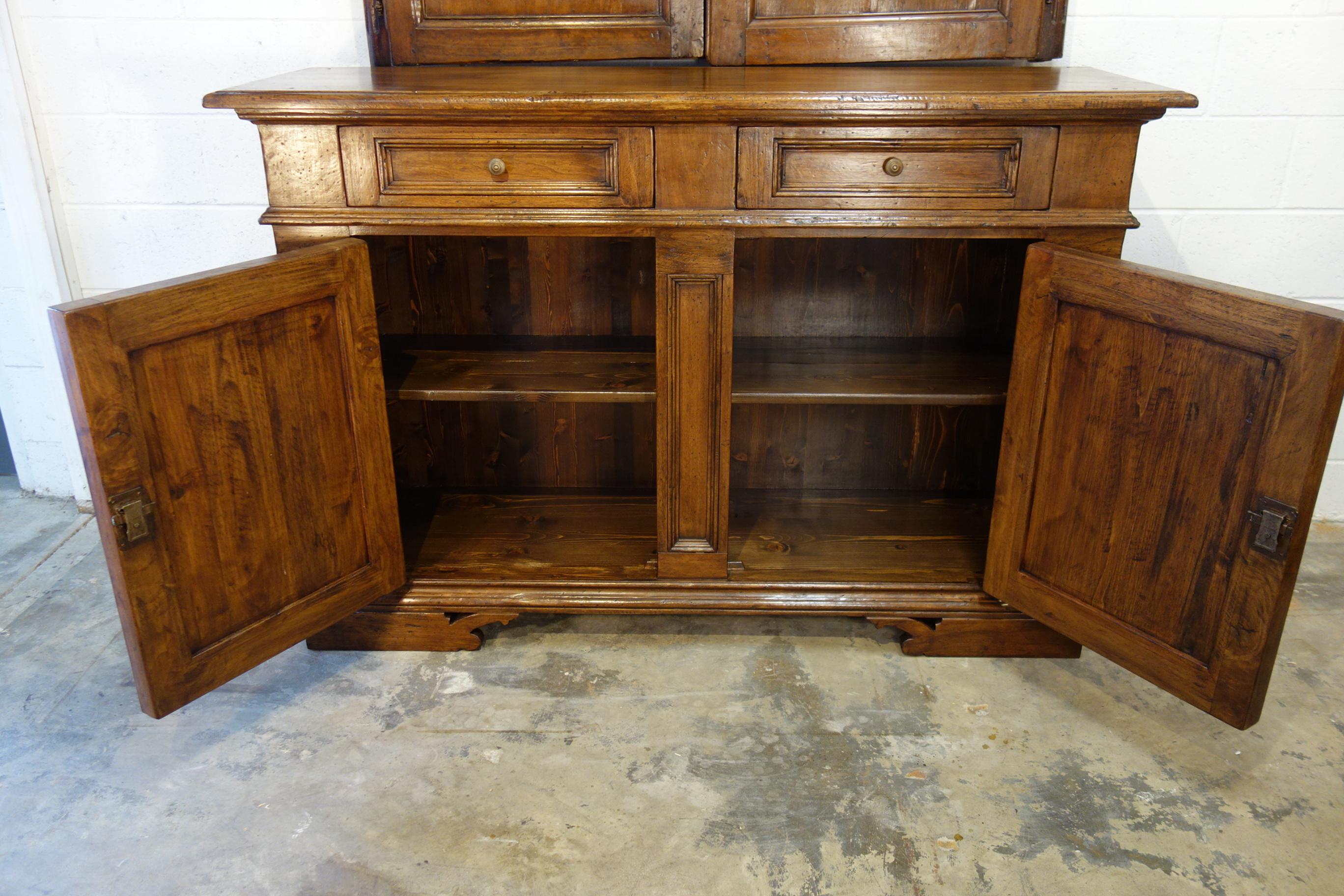 17th C Style Firenze Classic Old Walnut Credenza Custom Cabinet Line to order For Sale 10