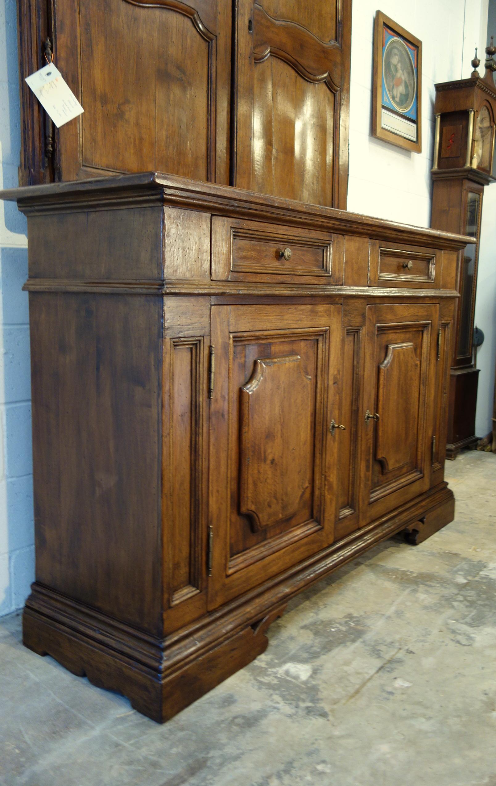 Baroque 17th C Style Firenze Classic Old Walnut Credenza Custom Cabinet Line to order For Sale