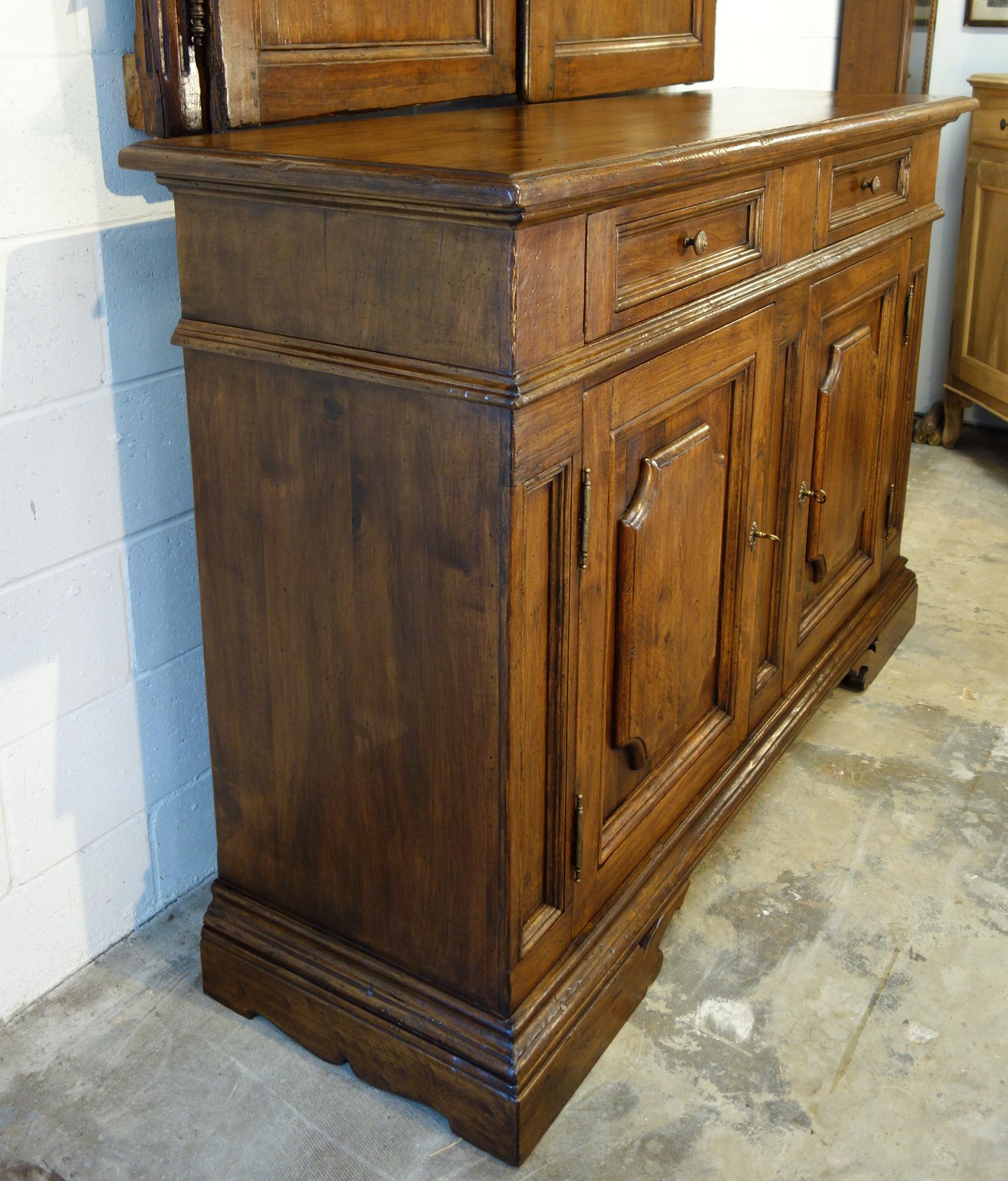 Hand-Crafted 17th C Style Firenze Classic Old Walnut Credenza Custom Cabinet Line to order For Sale