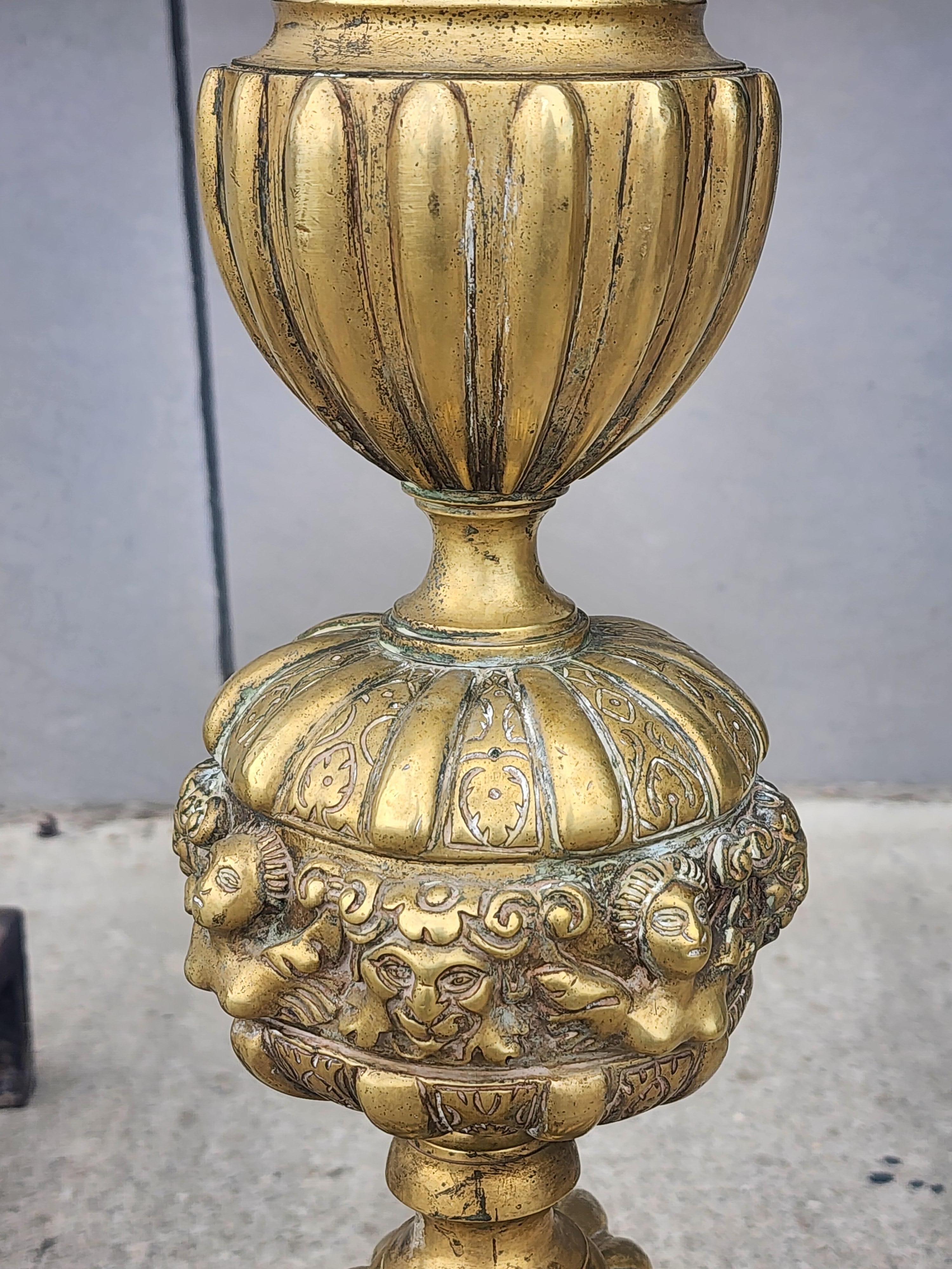 Belgian 17th Century Style Flemish Andirons For Sale