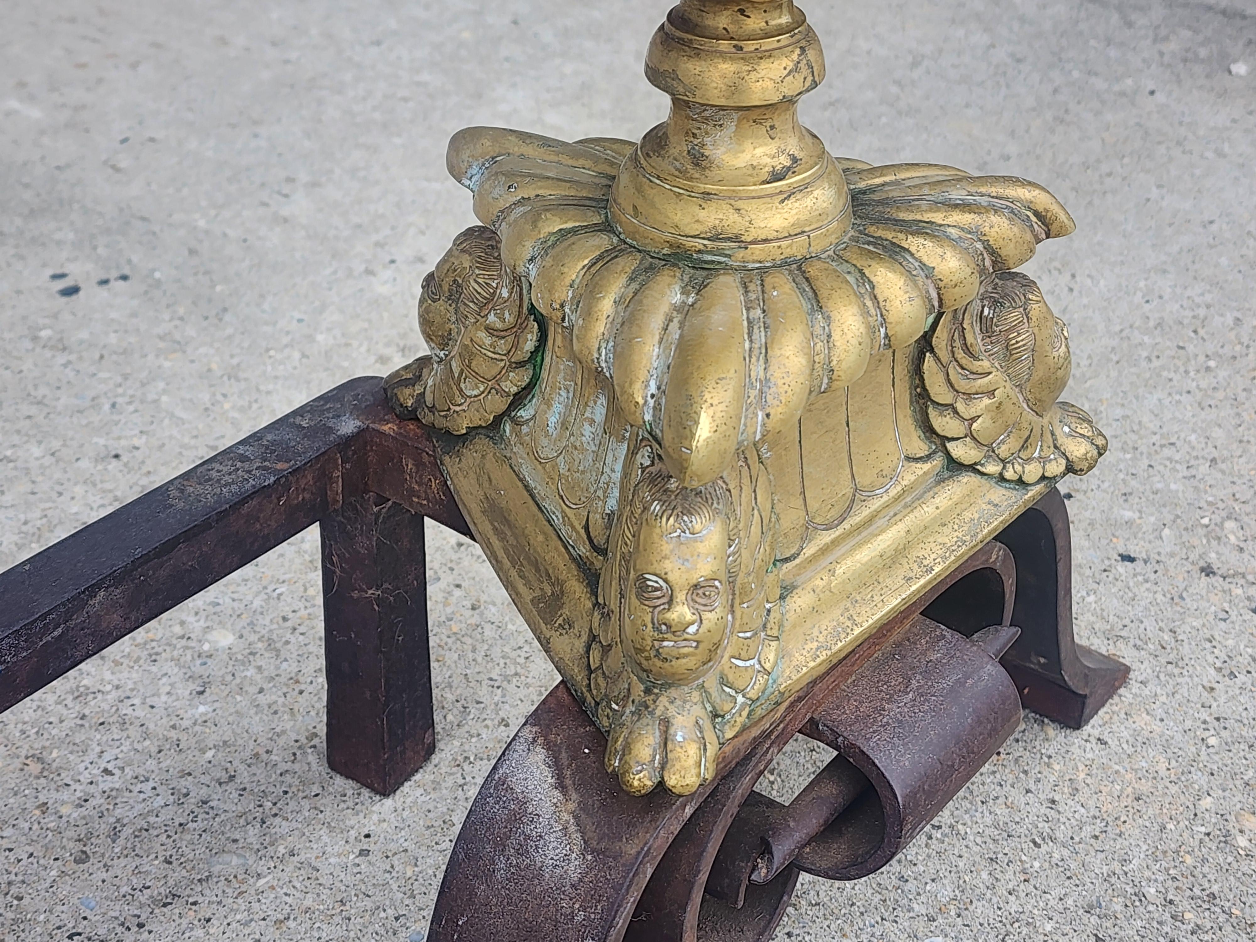 Forged 17th Century Style Flemish Andirons For Sale