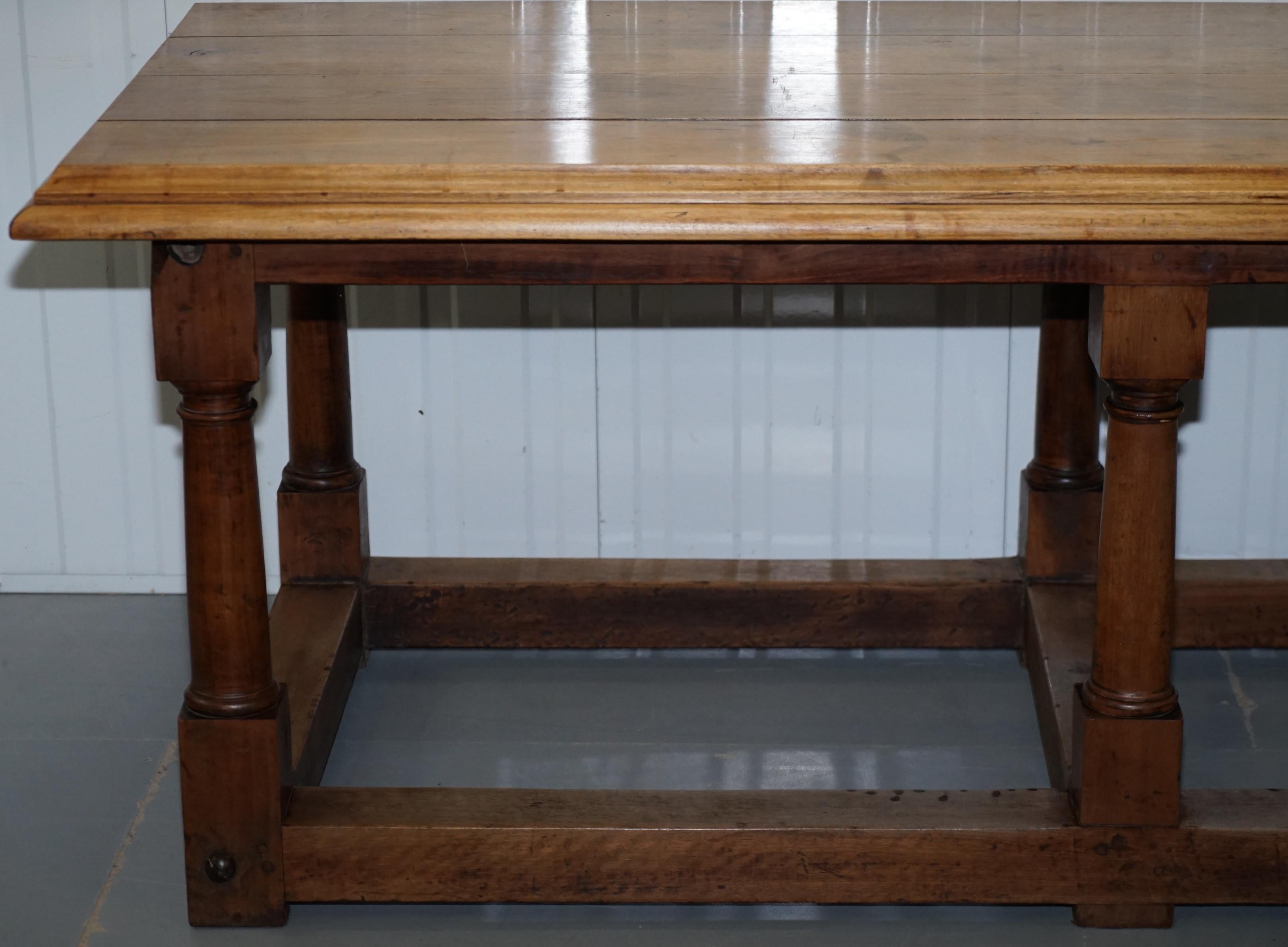 17th Century Style French Victorian Walnut Planked Top Refectory Dining Table 6