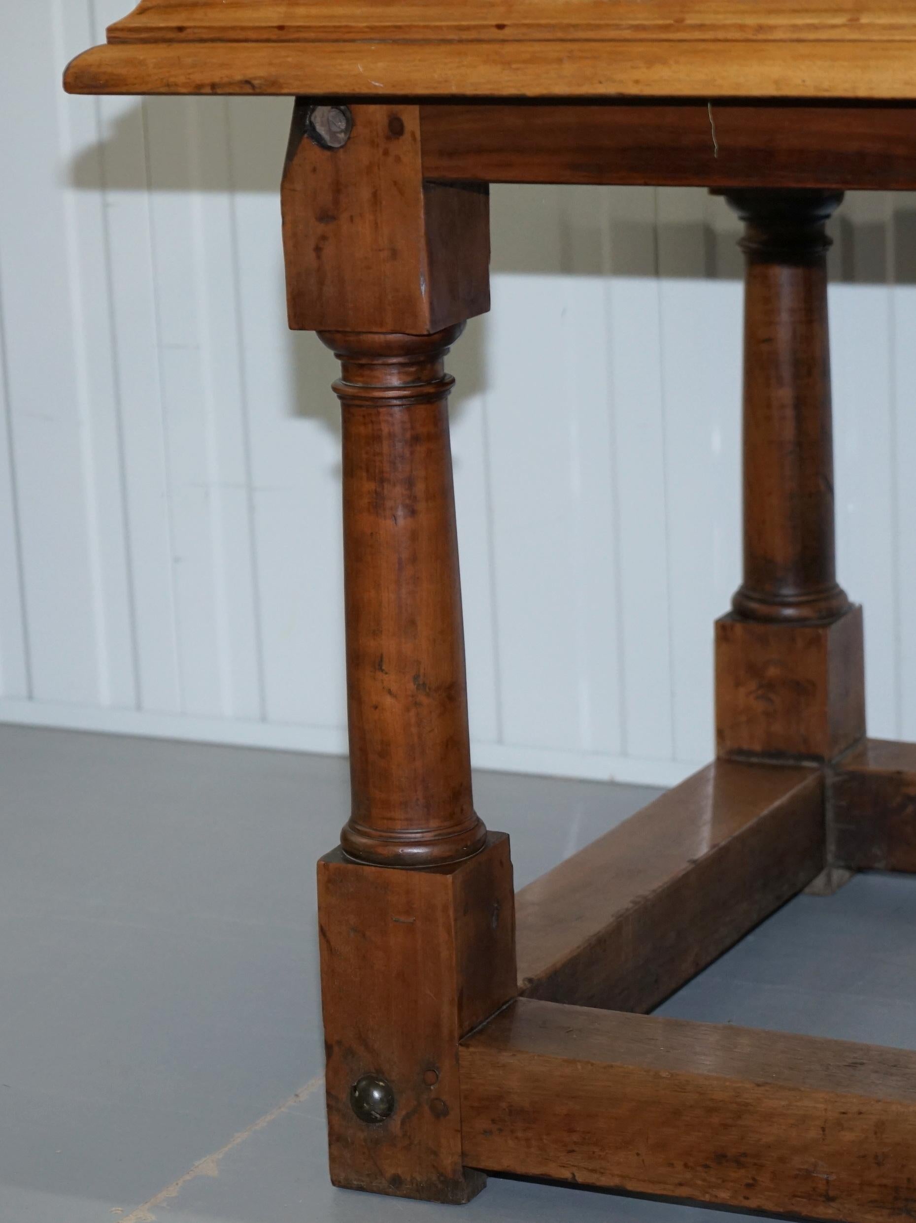 17th Century Style French Victorian Walnut Planked Top Refectory Dining Table 8