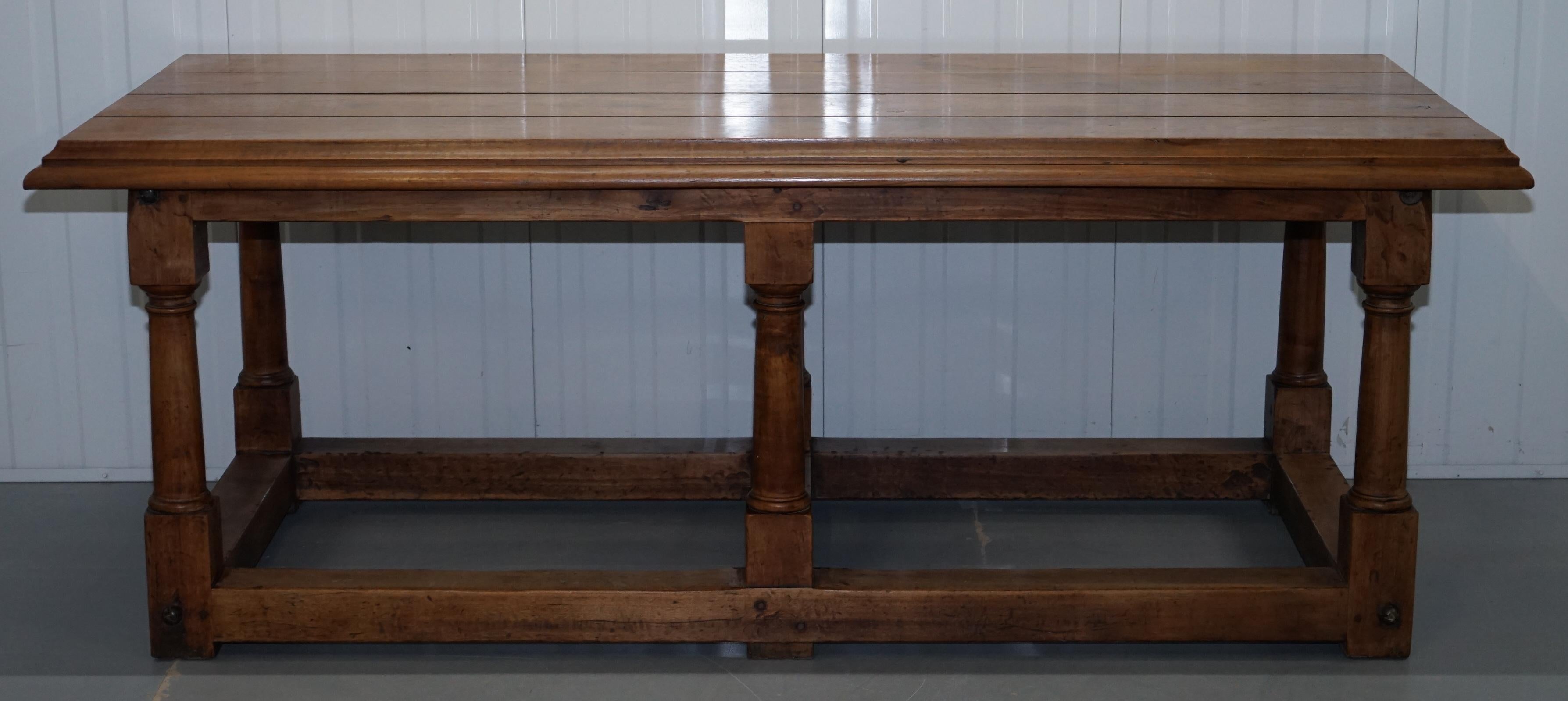 17th Century Style French Victorian Walnut Planked Top Refectory Dining Table 10