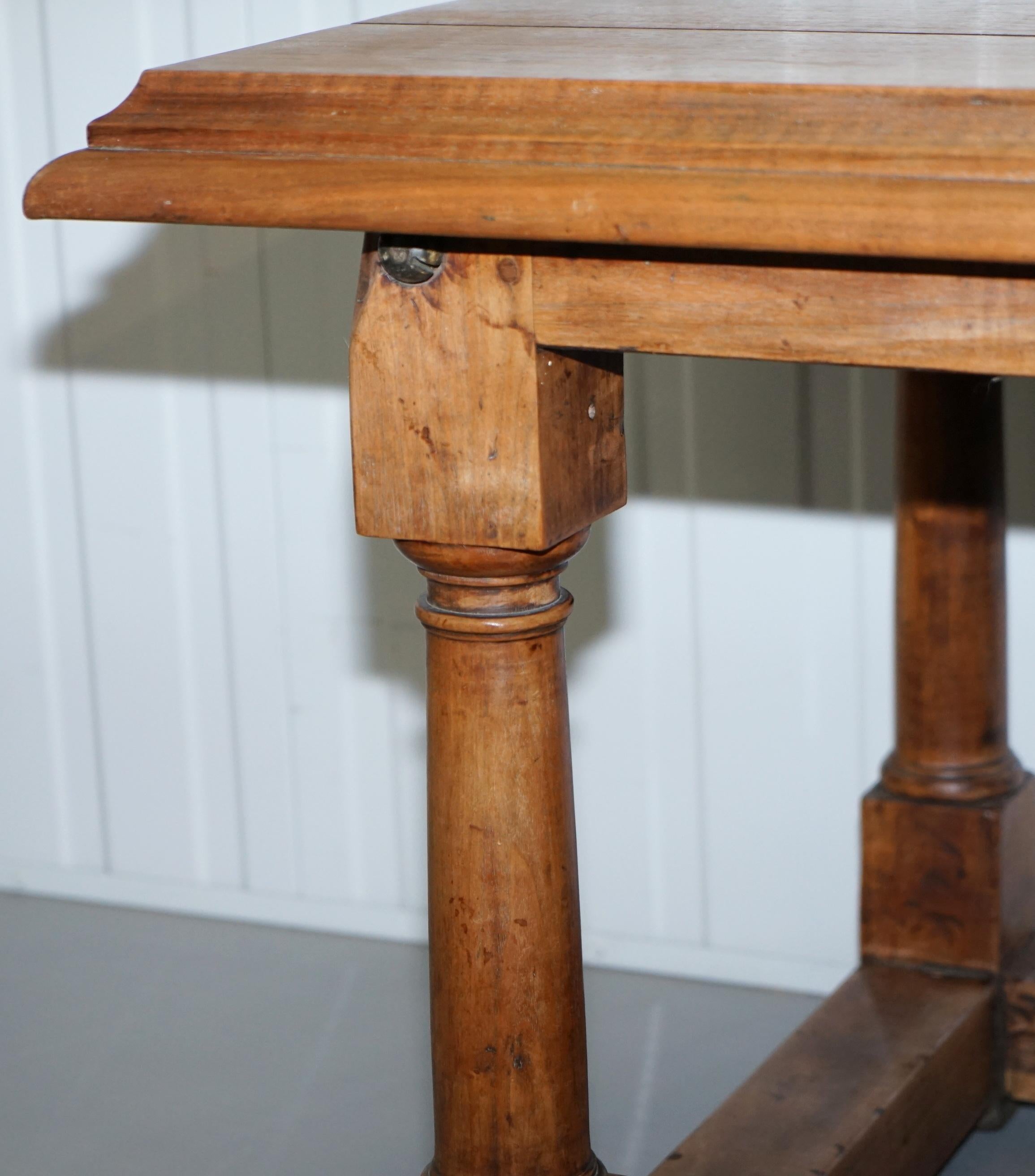 17th Century Style French Victorian Walnut Planked Top Refectory Dining Table 13